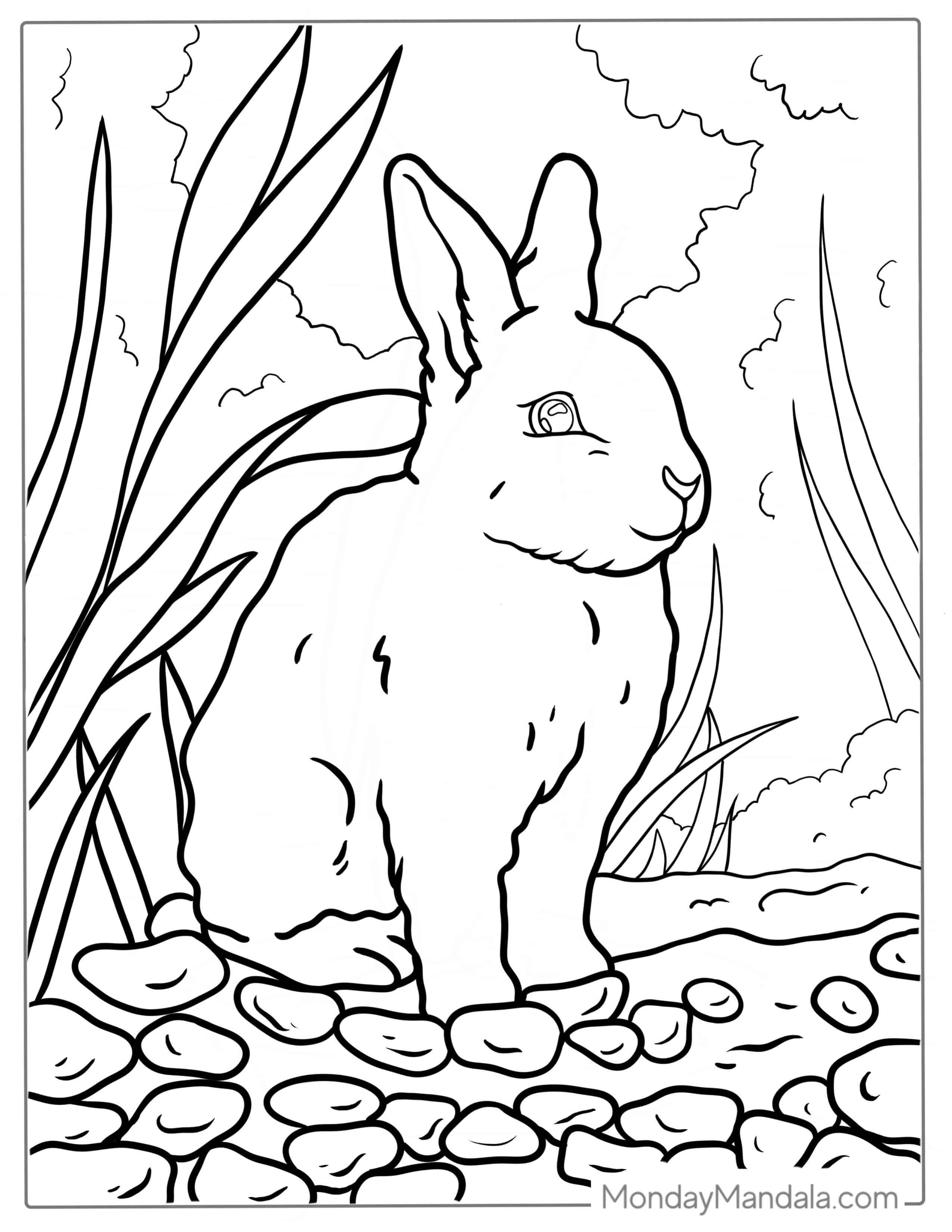 Baby Rabbit In The Wilderness coloring page