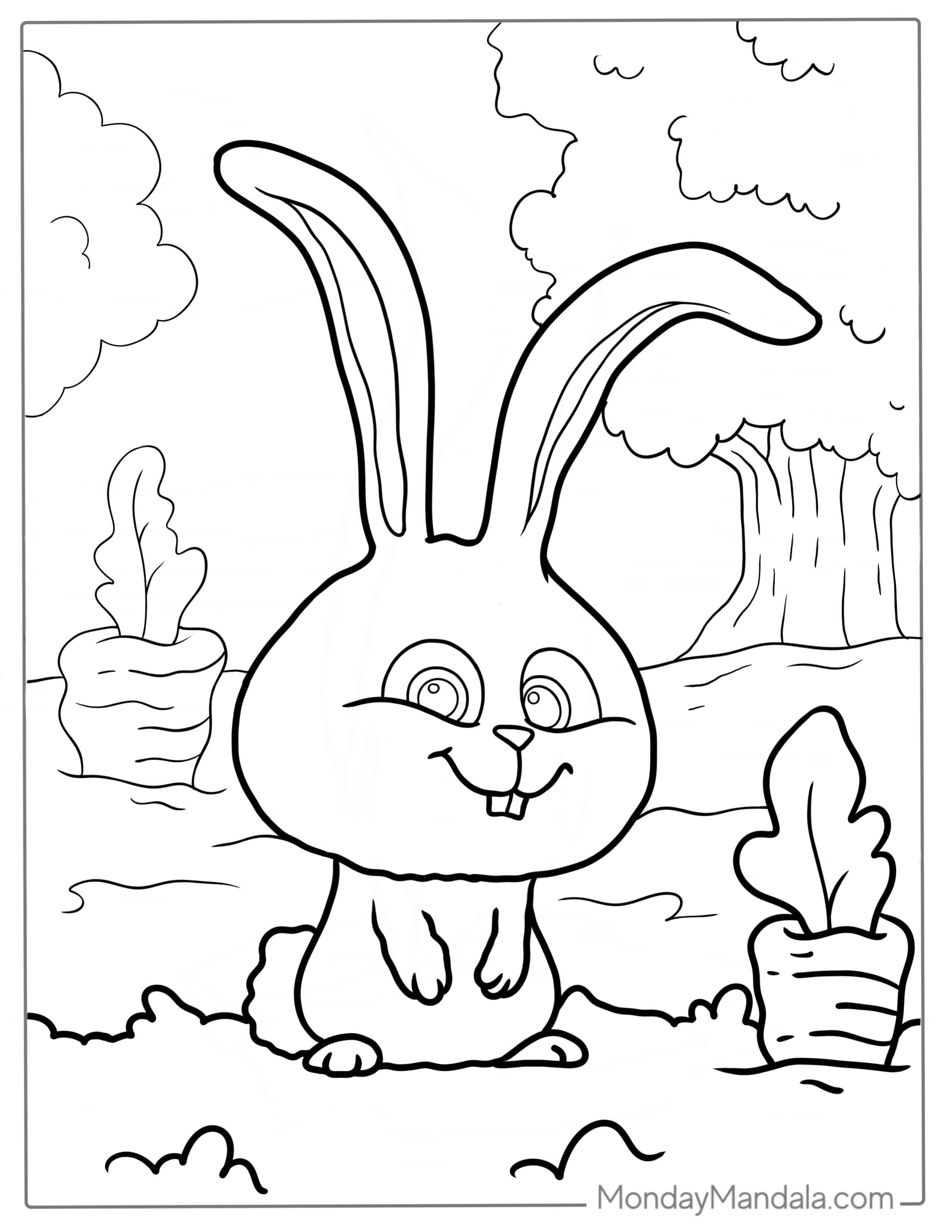 Baby Rabbit With Big Ears To Color coloring page