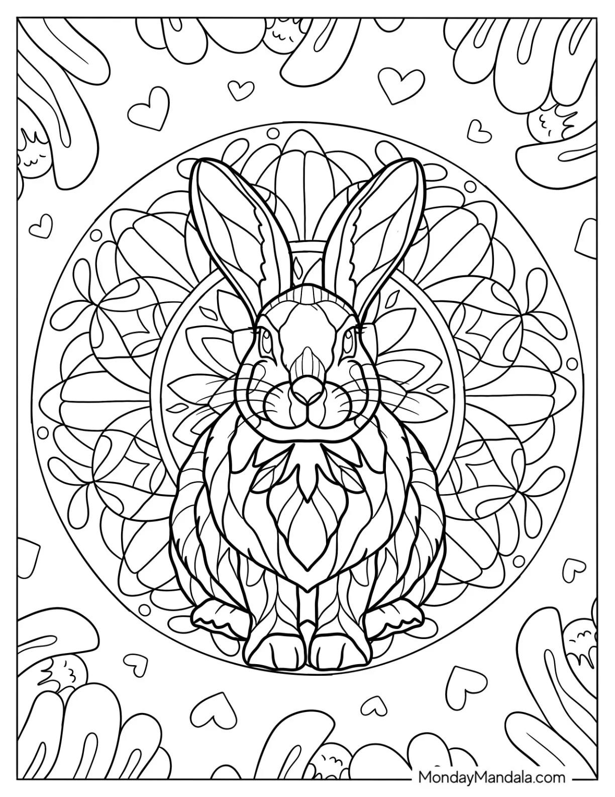 Complex Rabbit Coloring Page Mandala coloring page