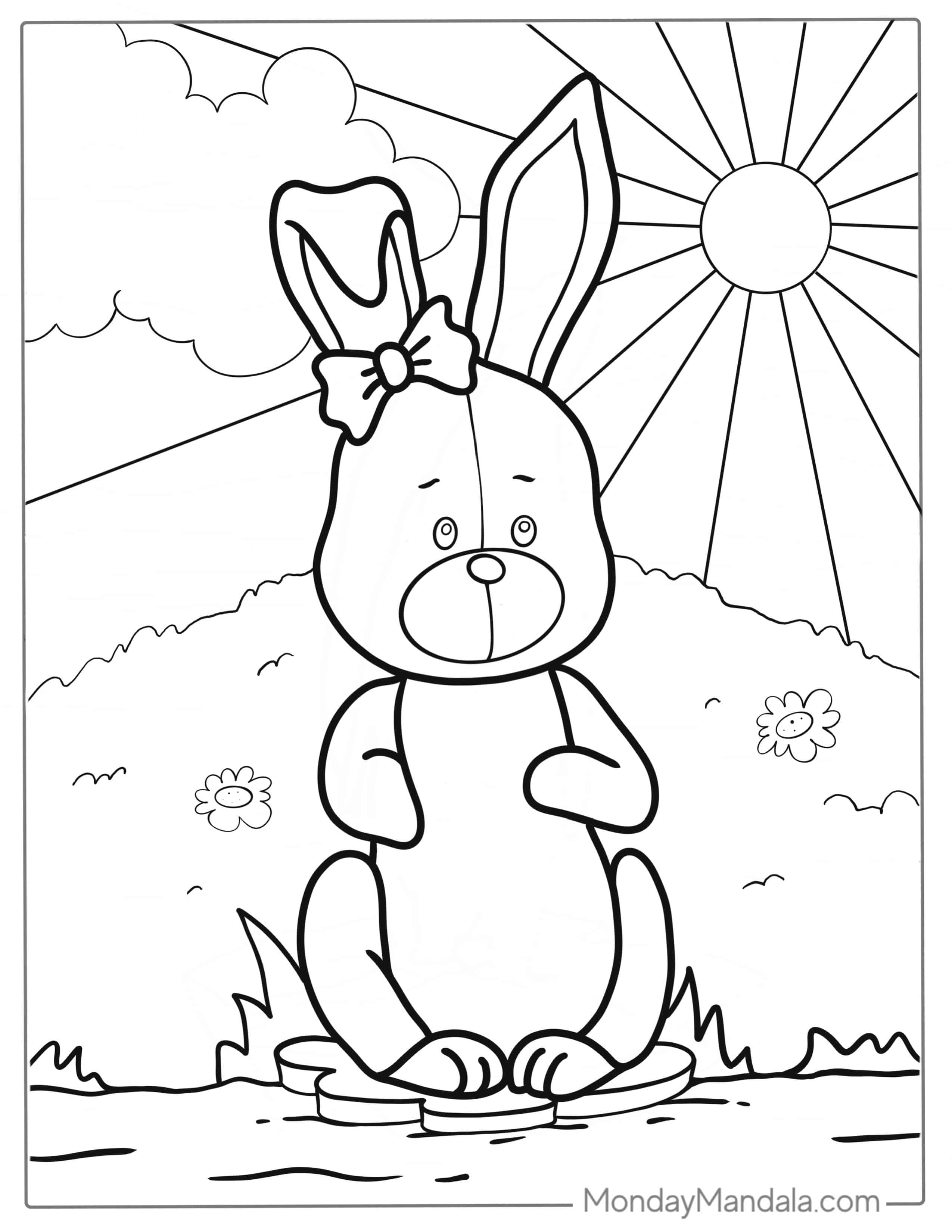 Cute Rabbit With Big Floppy Ears To Color coloring page — printable line art