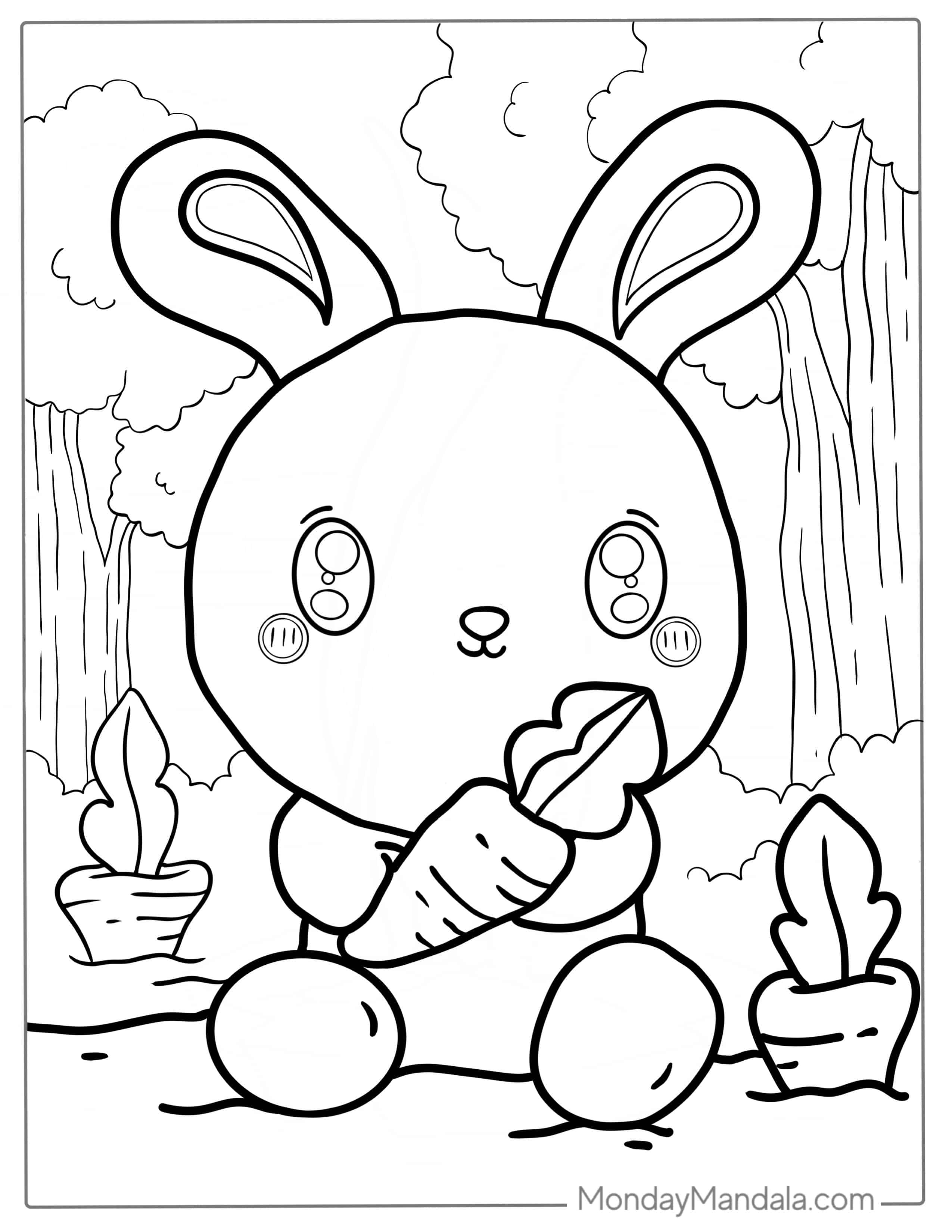 Easy Outline Of Baby Rabbit For Kids coloring page — printable line art