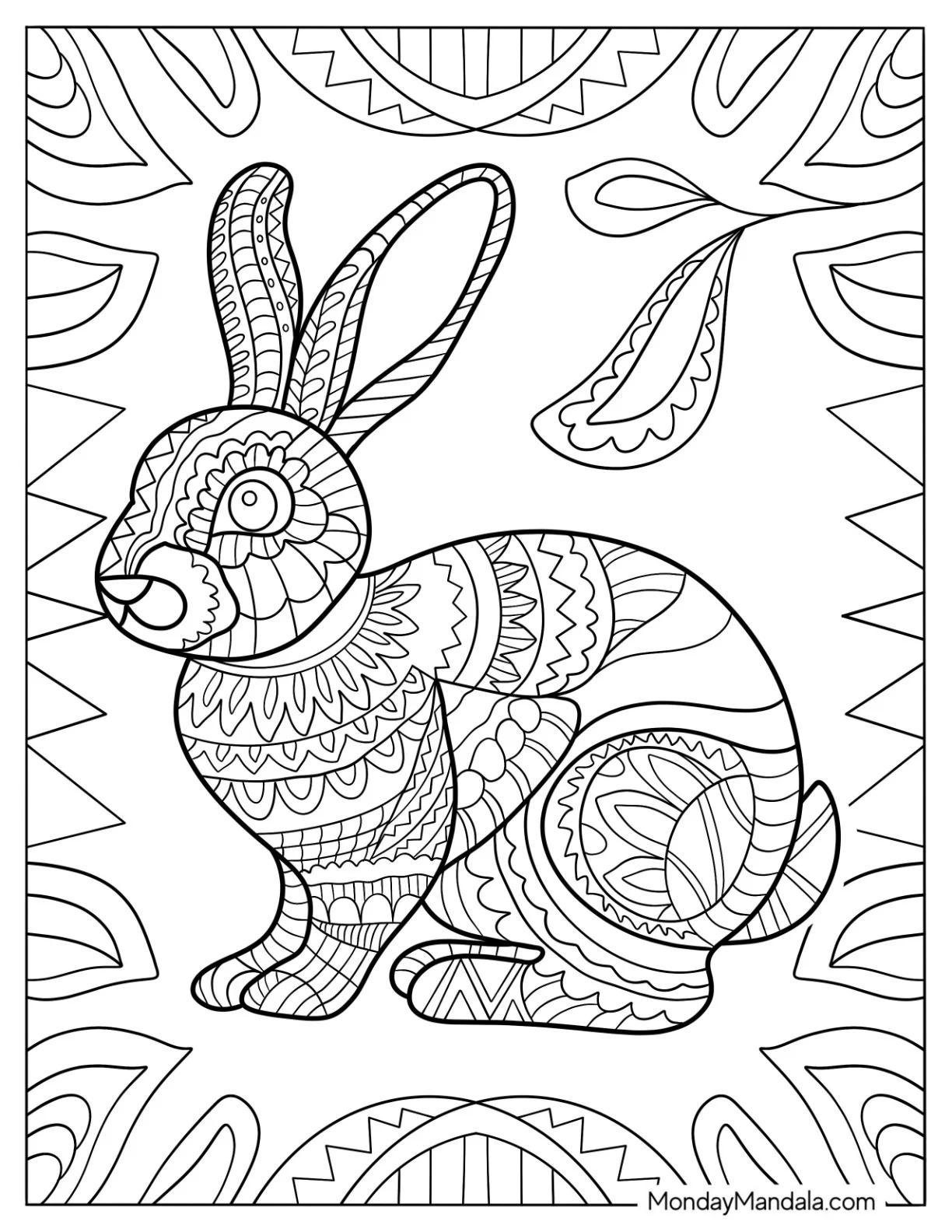Intricate Rabbit Coloring Page Mandala coloring page — printable line art