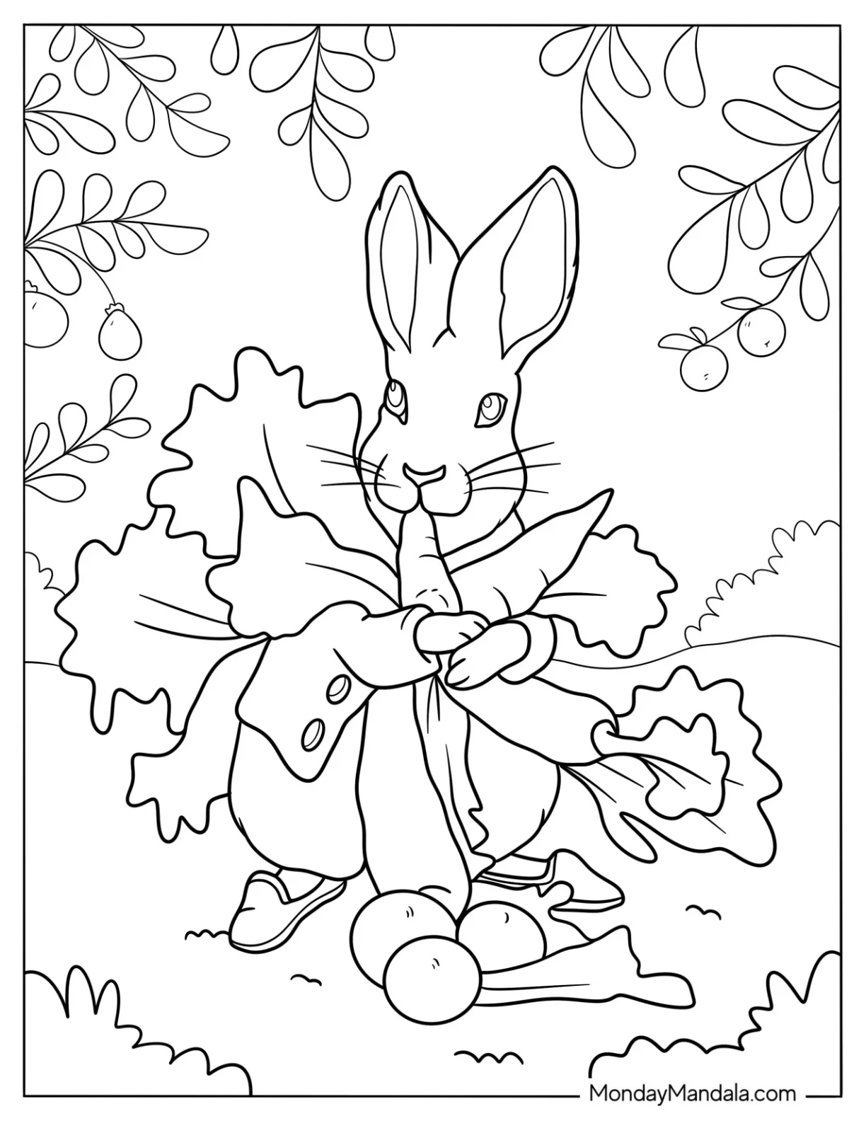 Rabbit Coloring Page Eating A Carrot coloring page
