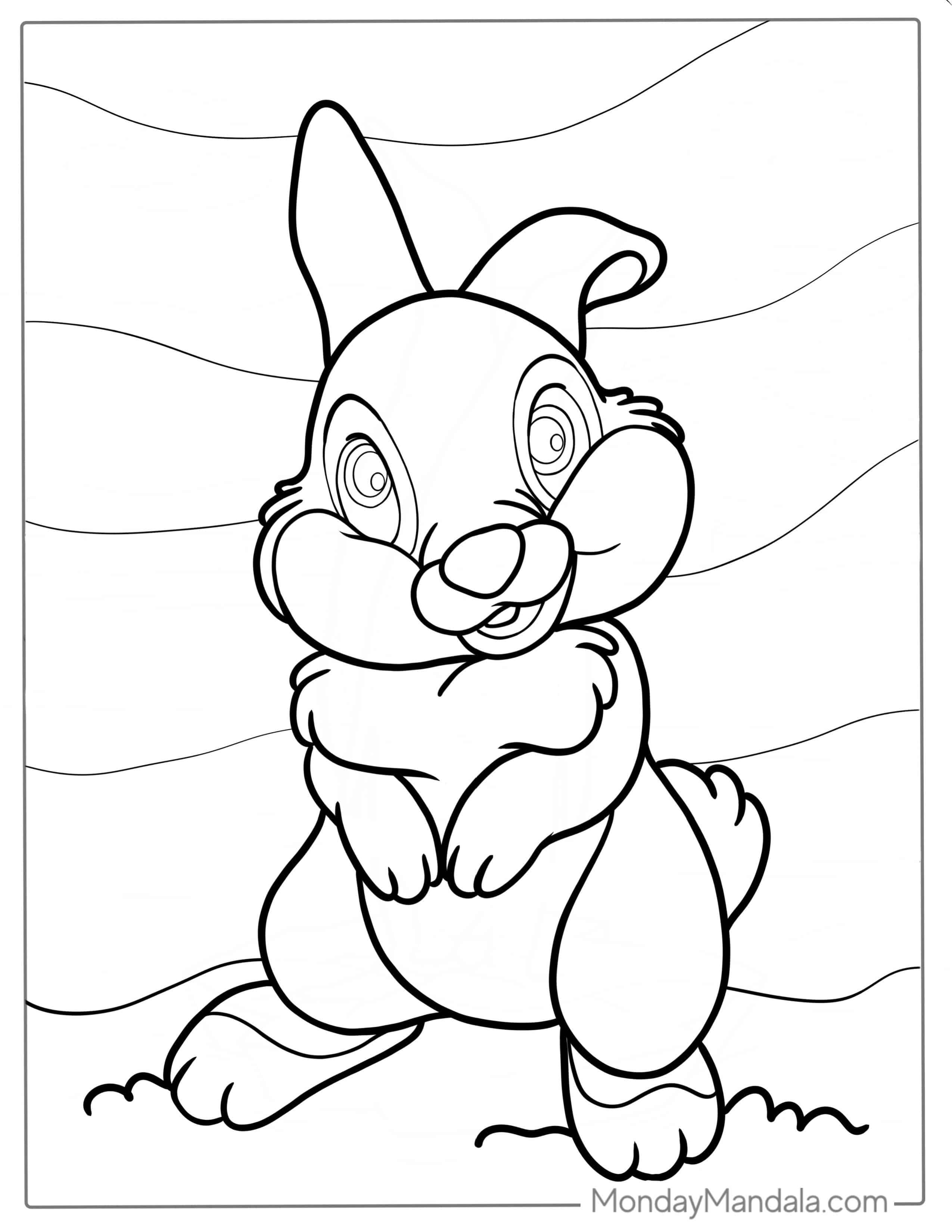 Thumper Rabbit From Bambi Coloring Page coloring page — printable line art