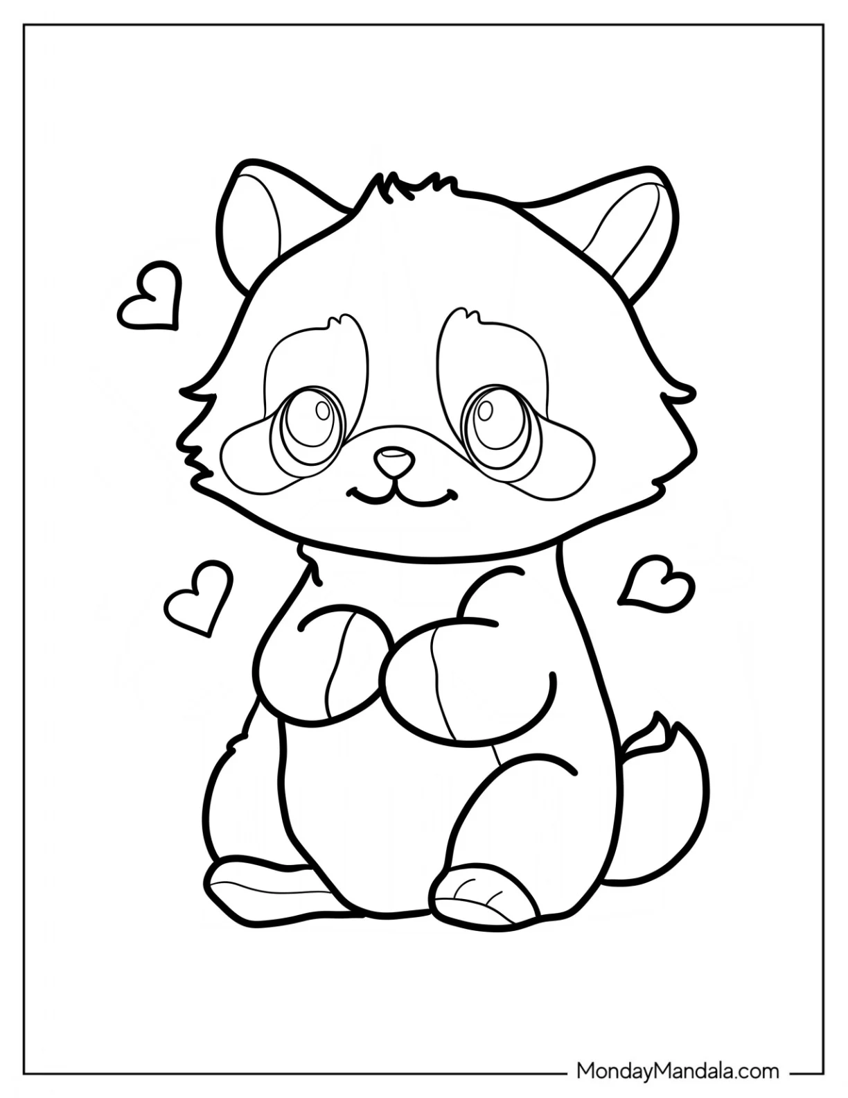 Cute Baby Raccoon Coloring Page For Preschoolers coloring page