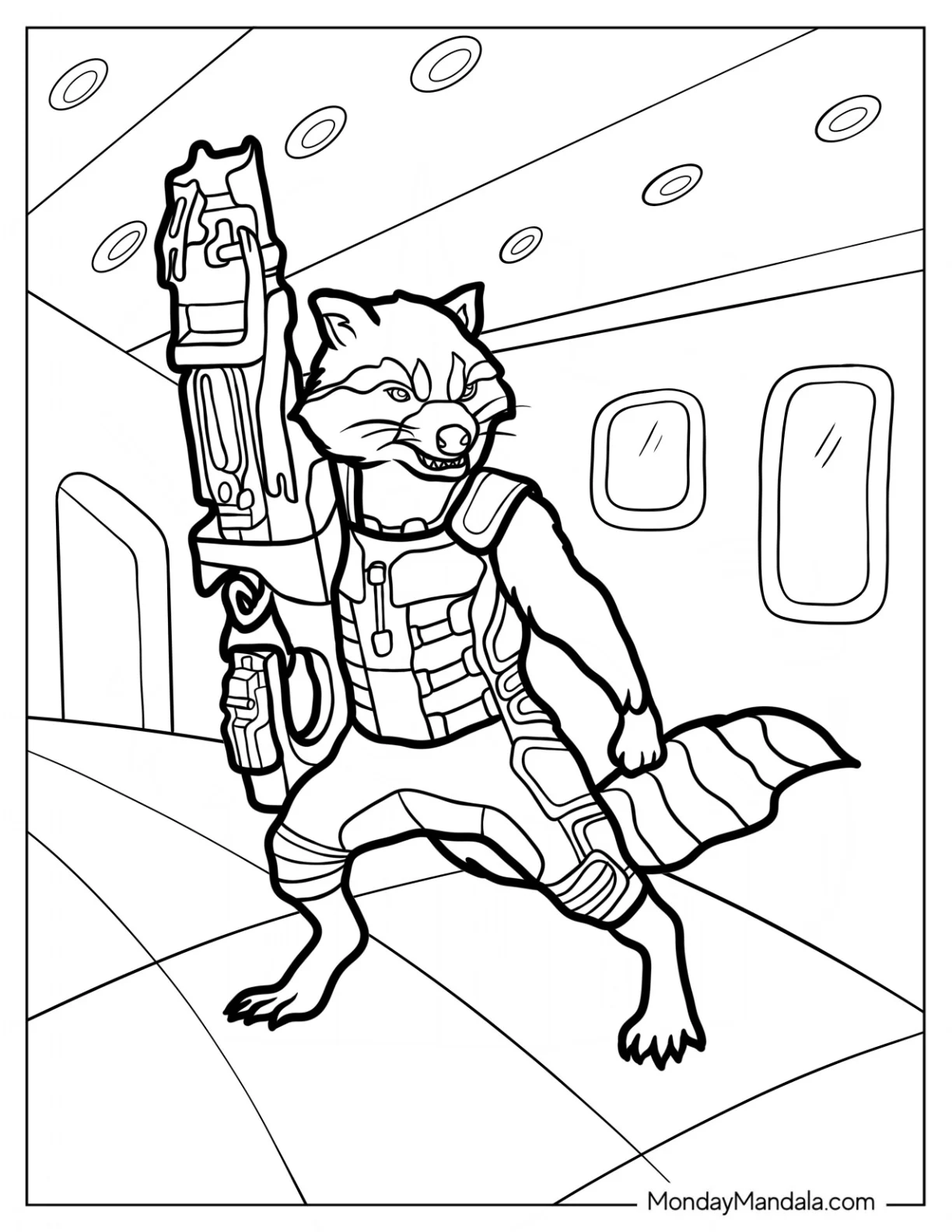 Rocket Raccoon Coloring Page From Guardians Of The Galaxy coloring page — printable line art