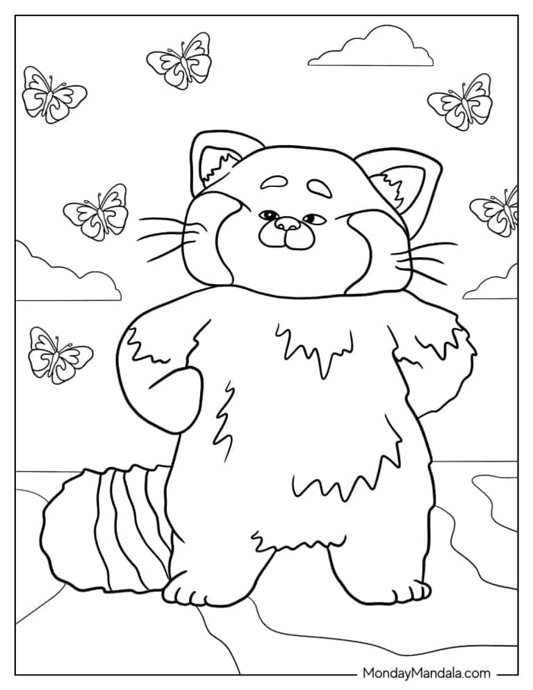 Red Panda From Turning Red Movie coloring page — printable line art