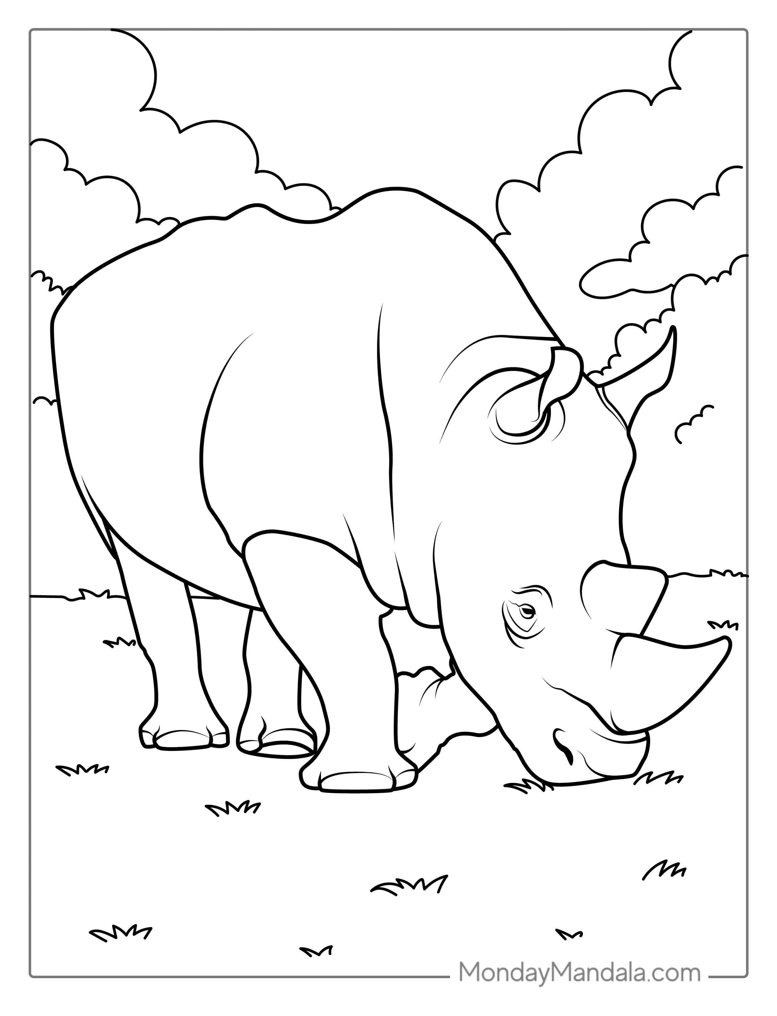 Black Rhino Coloring Page coloring page