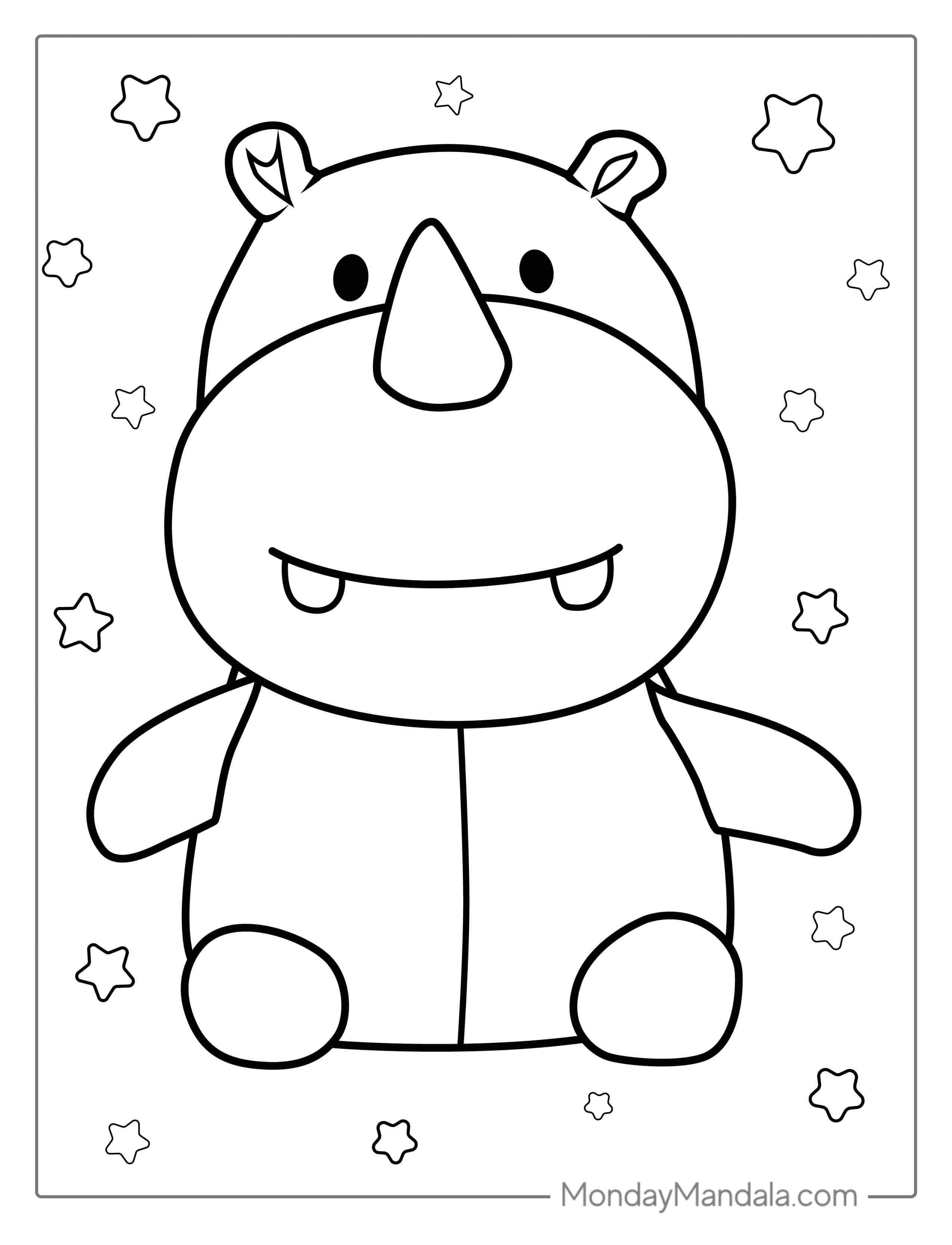 Rhino Coloring Page For Preschoolers coloring page