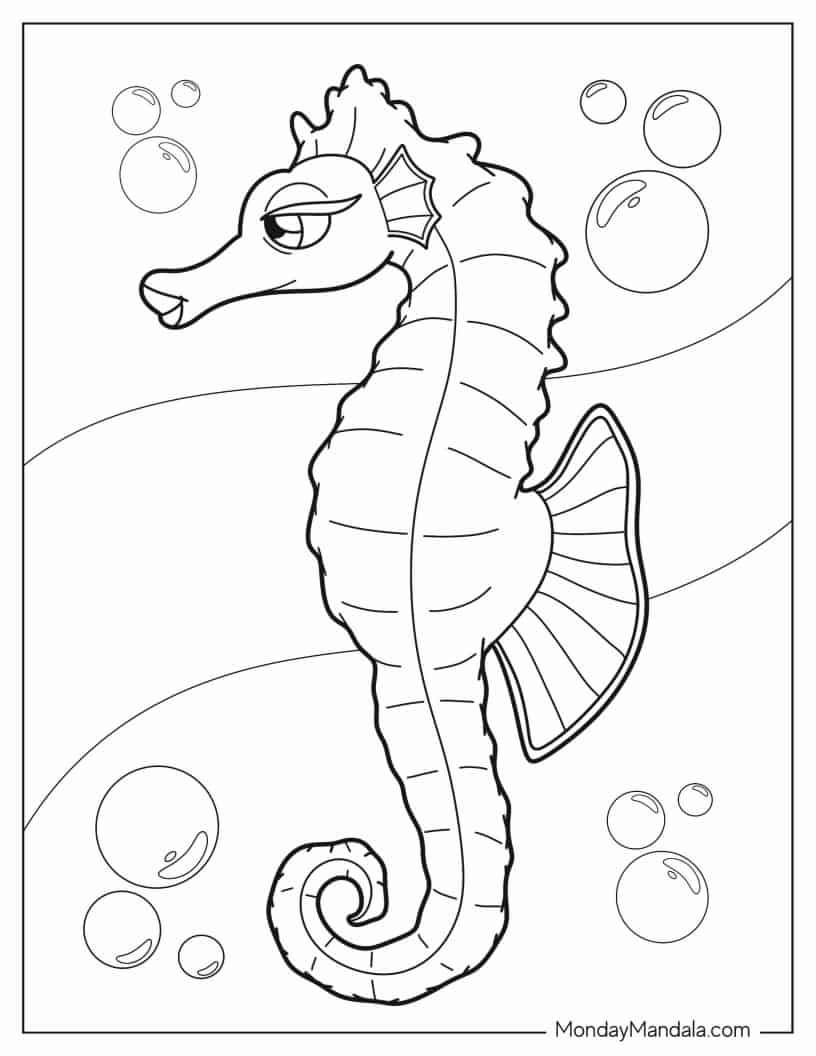Realistic Looking Seahorse To Color coloring page