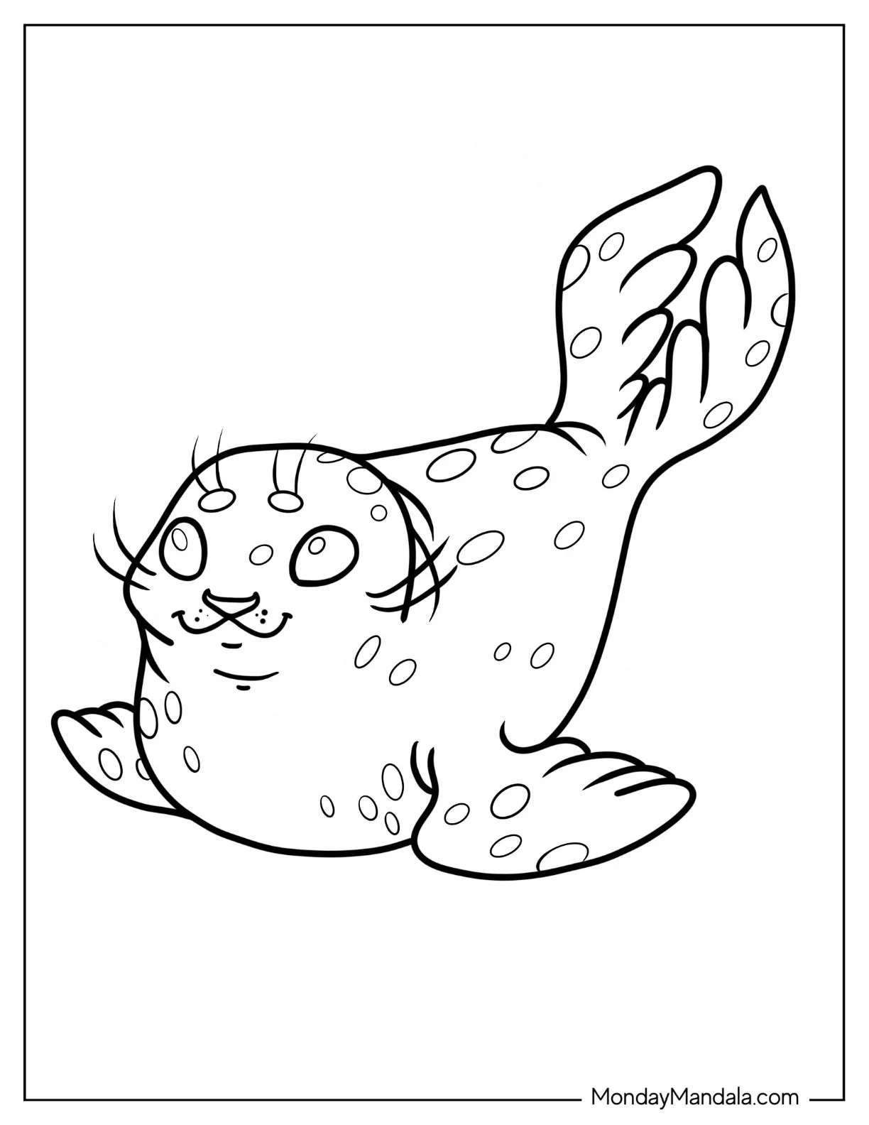 Cute Seal Coloring Page For Preschoolers coloring page