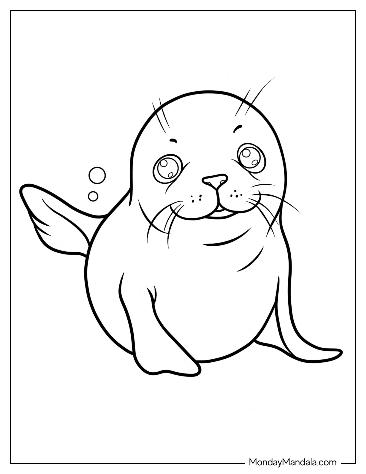 Easy Outline Of Baby Seal Coloring Page coloring page — printable line art