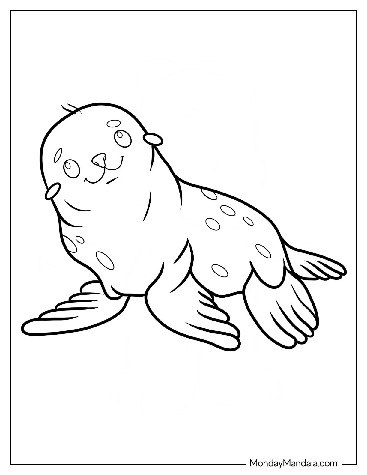 Smiling Baby Seal Coloring Page For Preschoolers coloring page