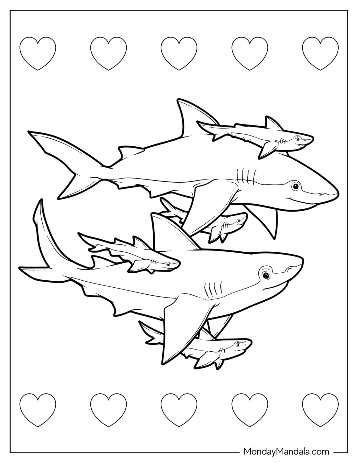 Blacktip Shark Coloring Page Family coloring page — printable line art