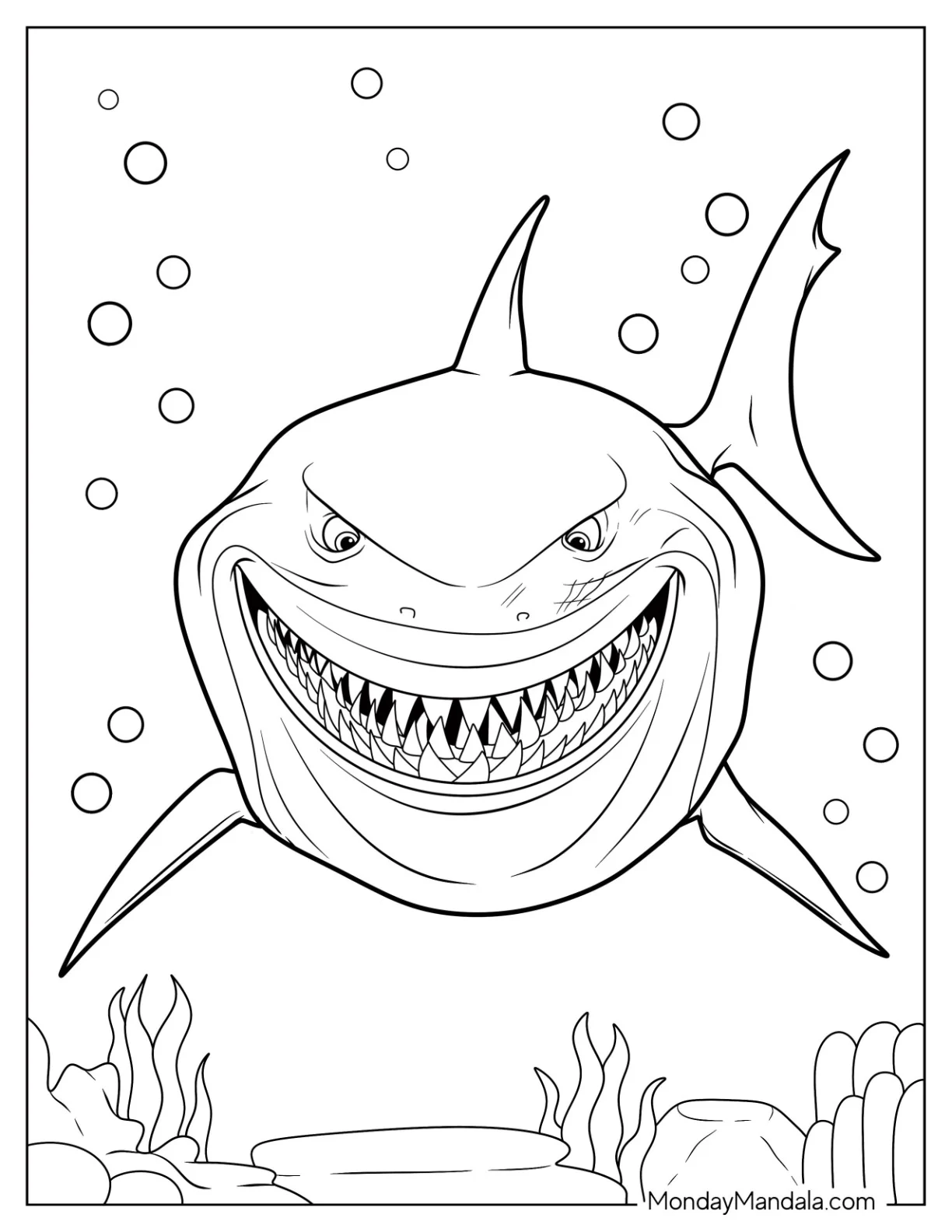 Finding Nemo Shark Coloring Page Bruce coloring page — printable line art