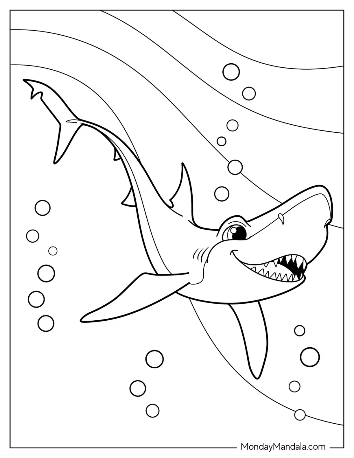 Kawaii Blue Shark Coloring Page coloring page