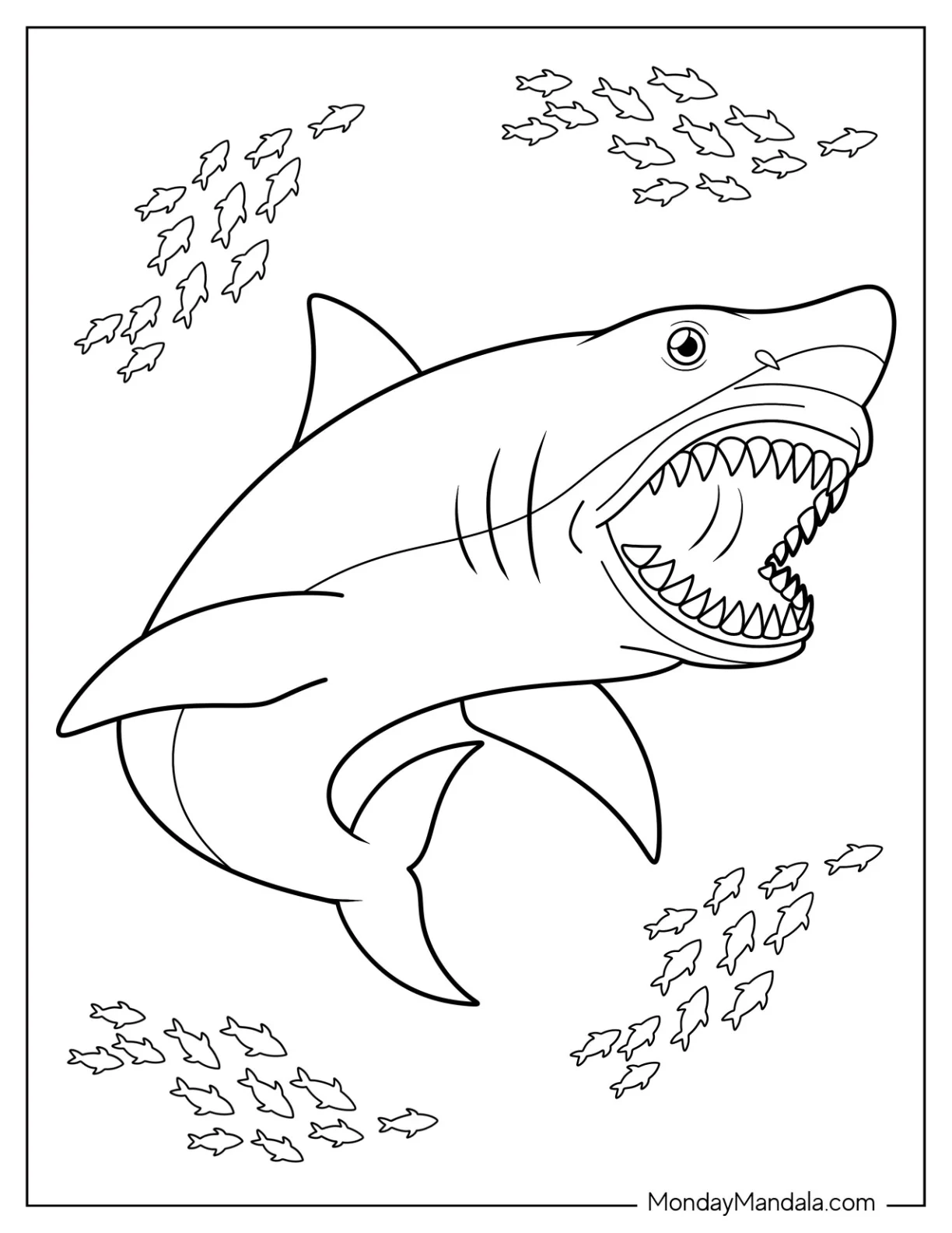 Scary Cartoon Shark Coloring Page coloring page