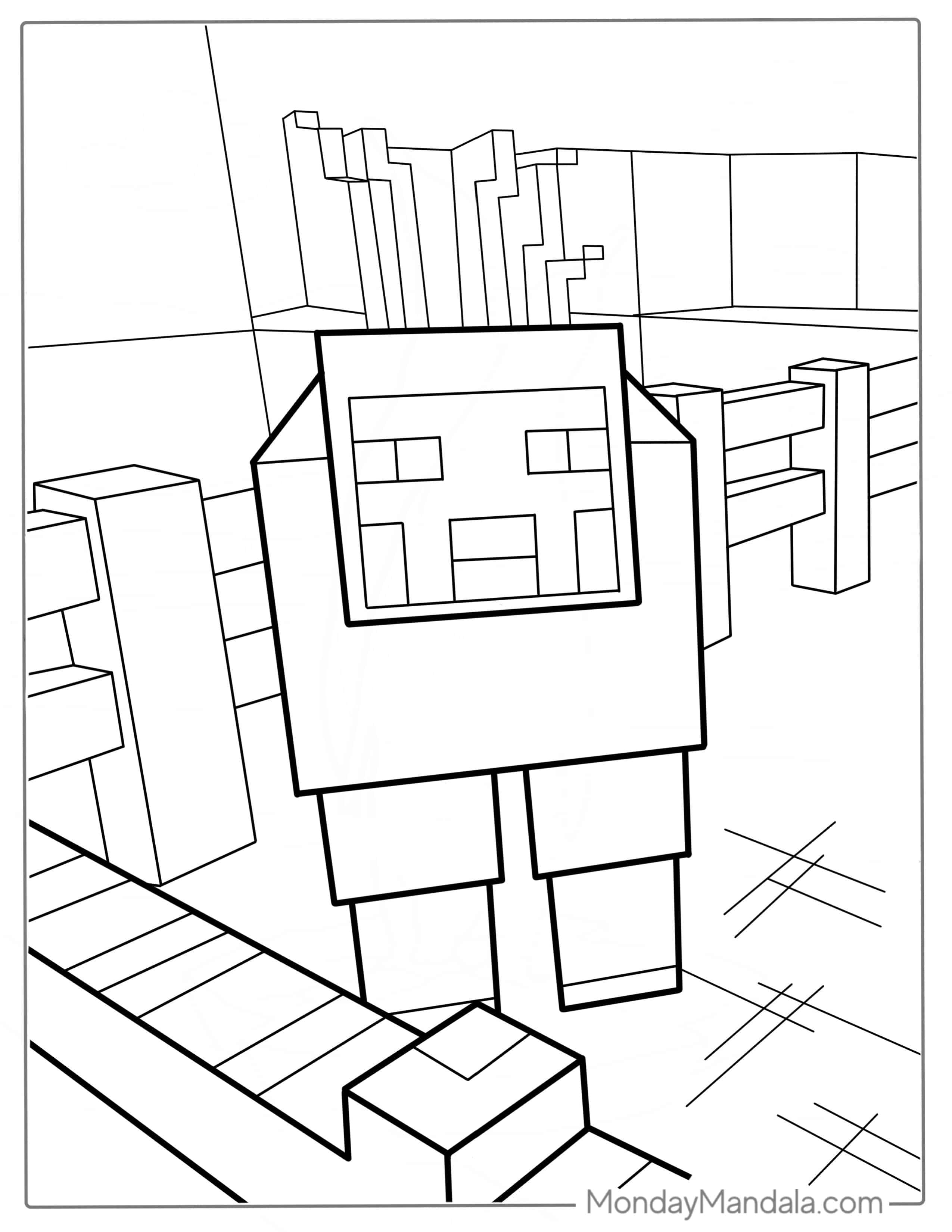 Minecraft Sheep Coloring Page For Kids coloring page — printable line art