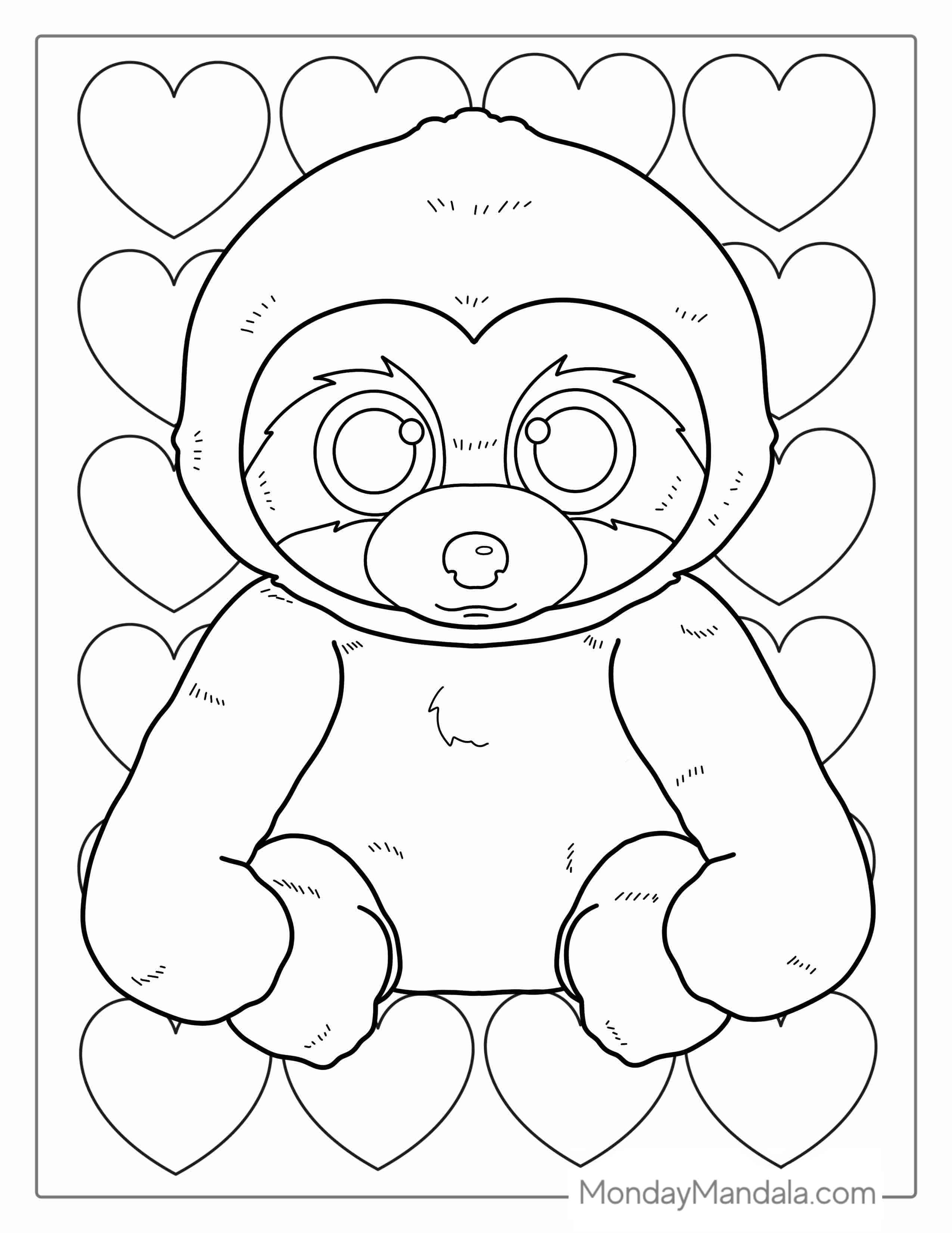 Easy Sloth Coloring Page For Kids coloring page