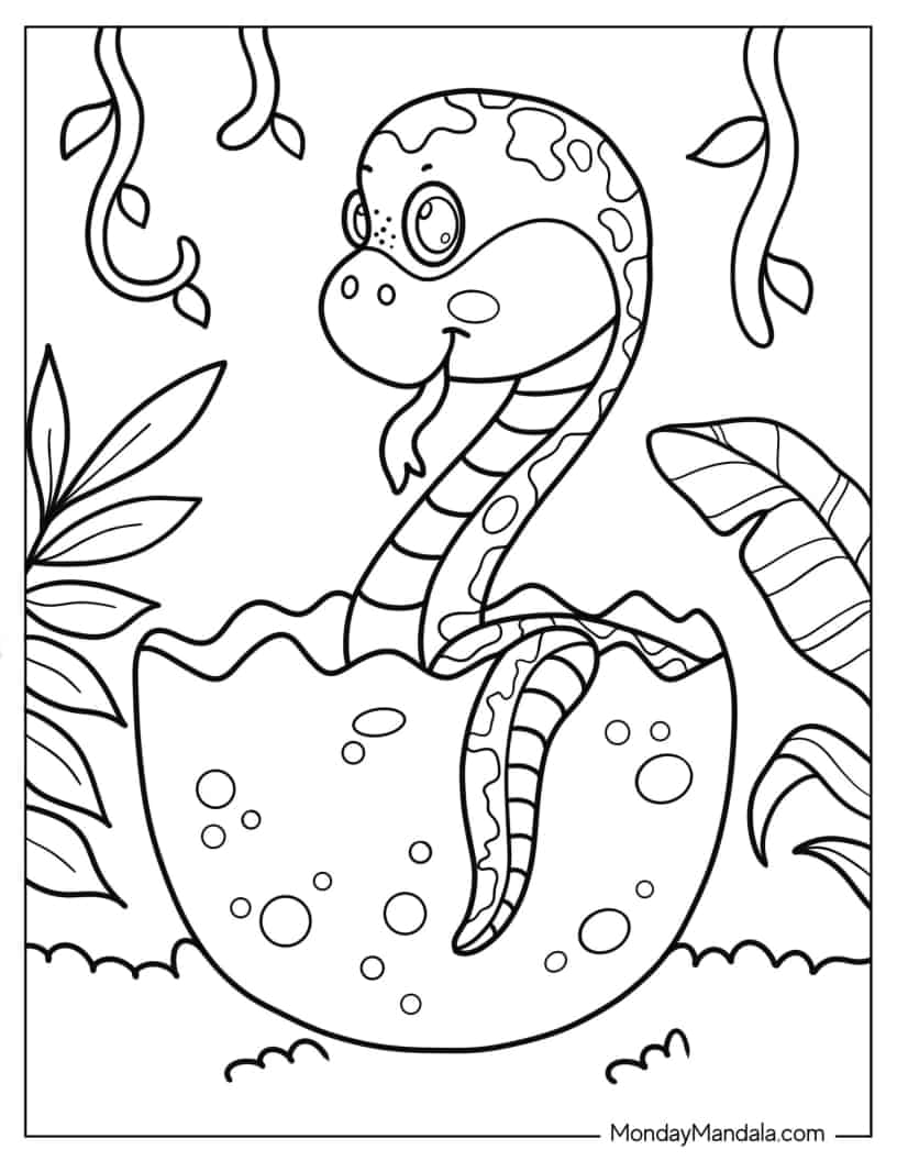 Baby Snake Hatching From Egg coloring page