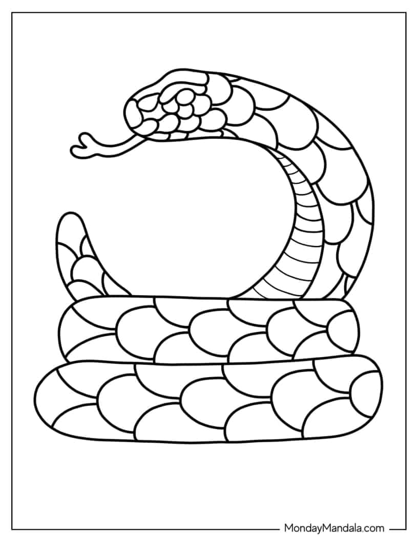 Easy Outline Of Snake To Color For Preschoolers coloring page