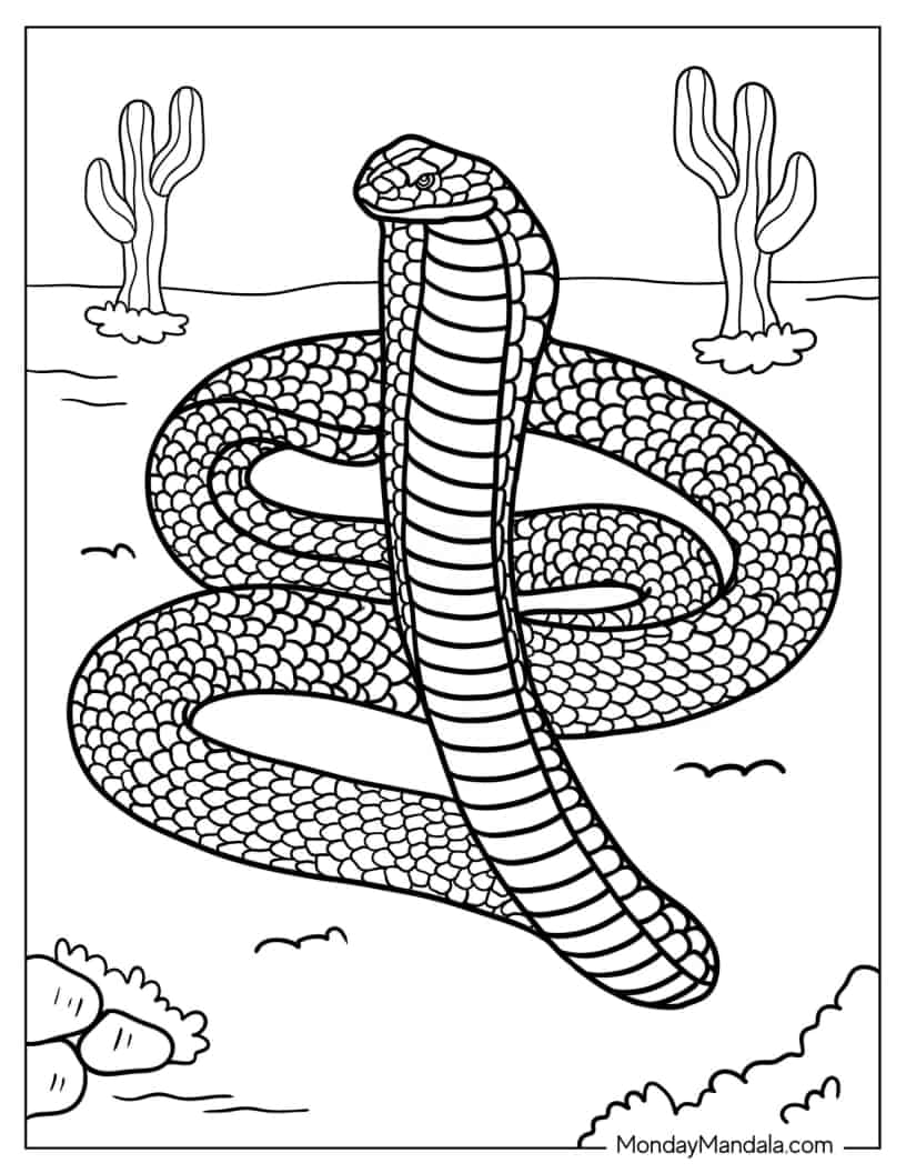 King Cobra Snake To Color coloring page