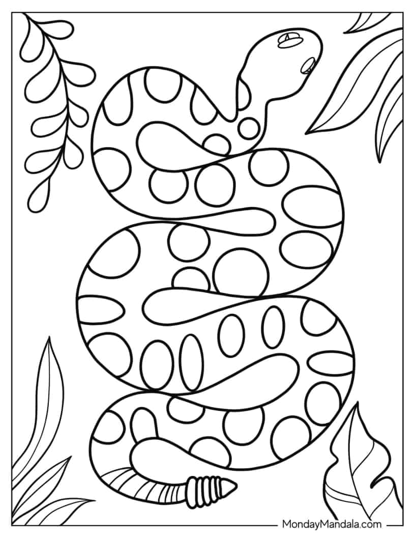 Simple Rattle Snake To Color coloring page — printable line art