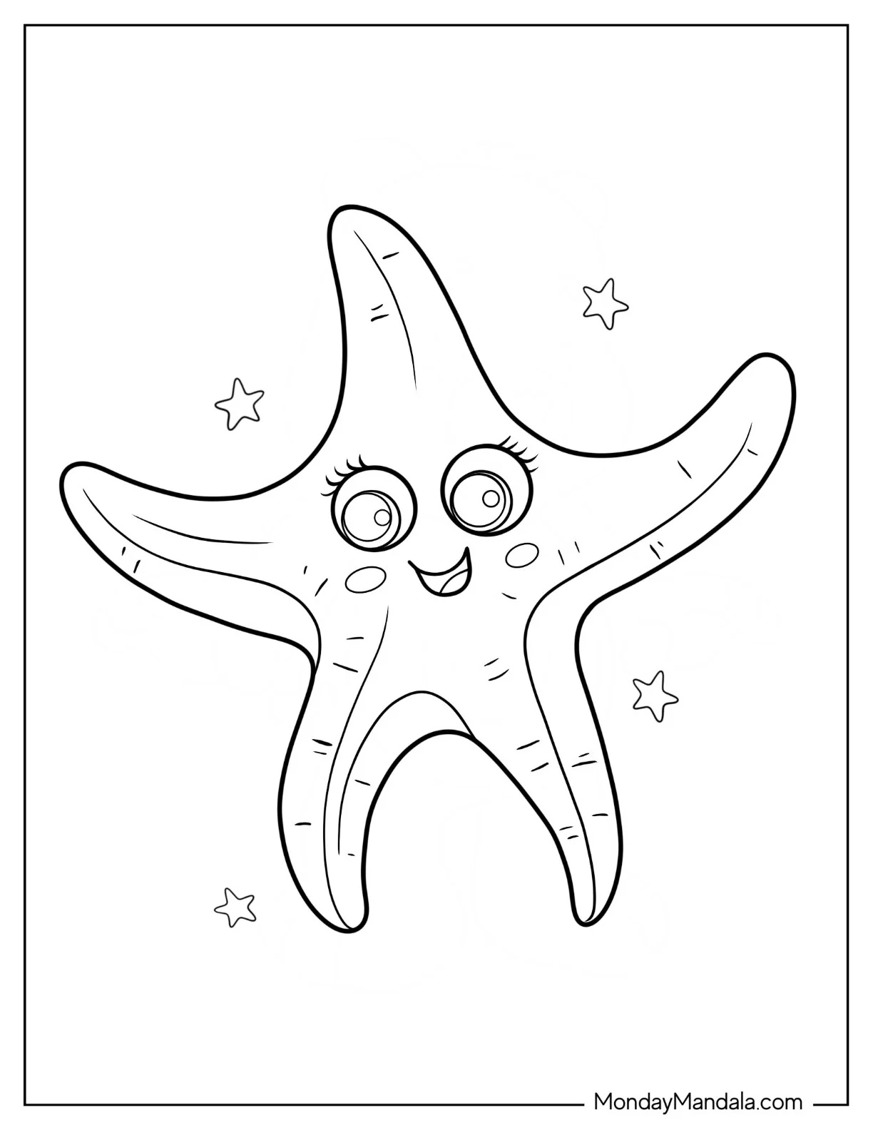 Kawaii Female Starfish Coloring Page coloring page