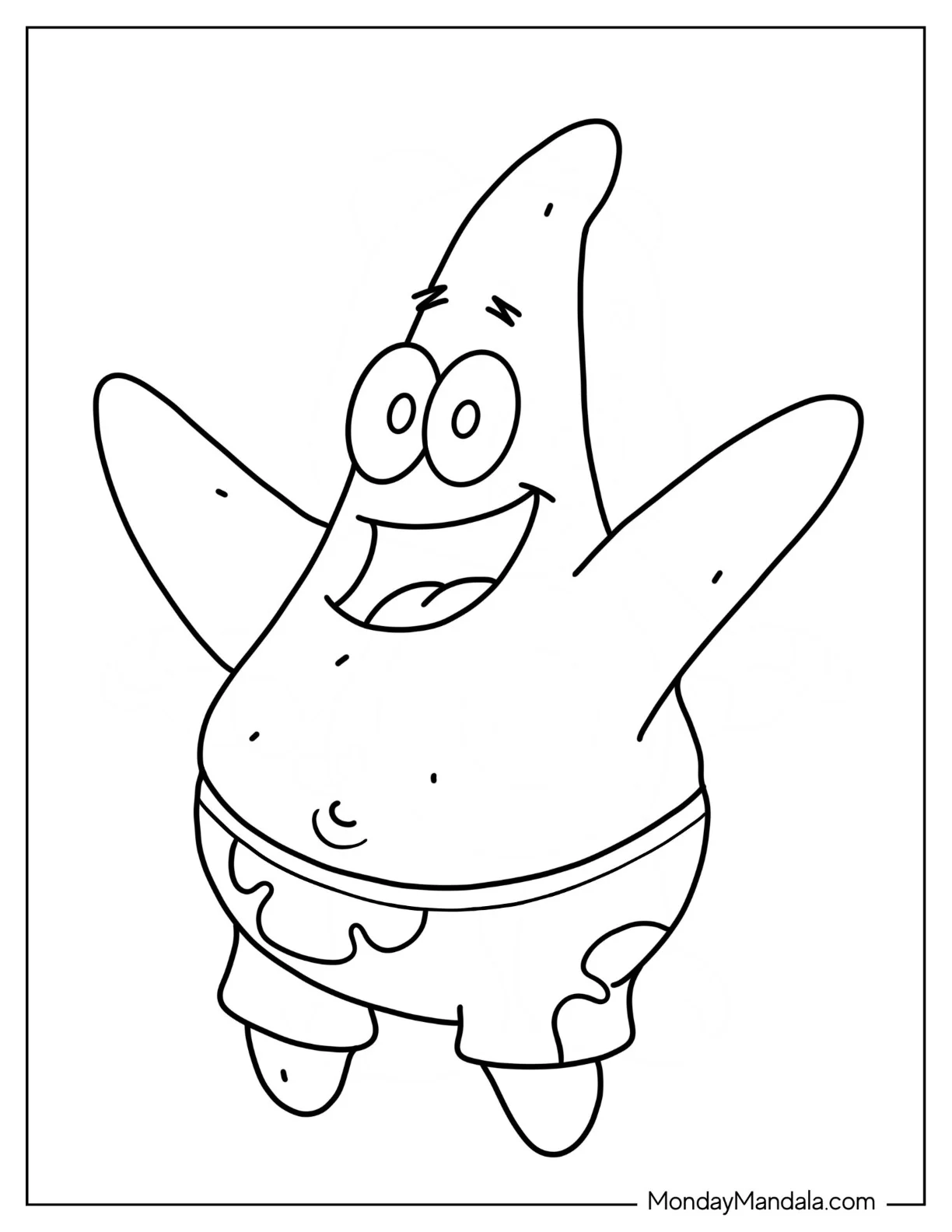 Starfish Coloring Page Of Patrick Star From SpongeBob coloring page — printable line art