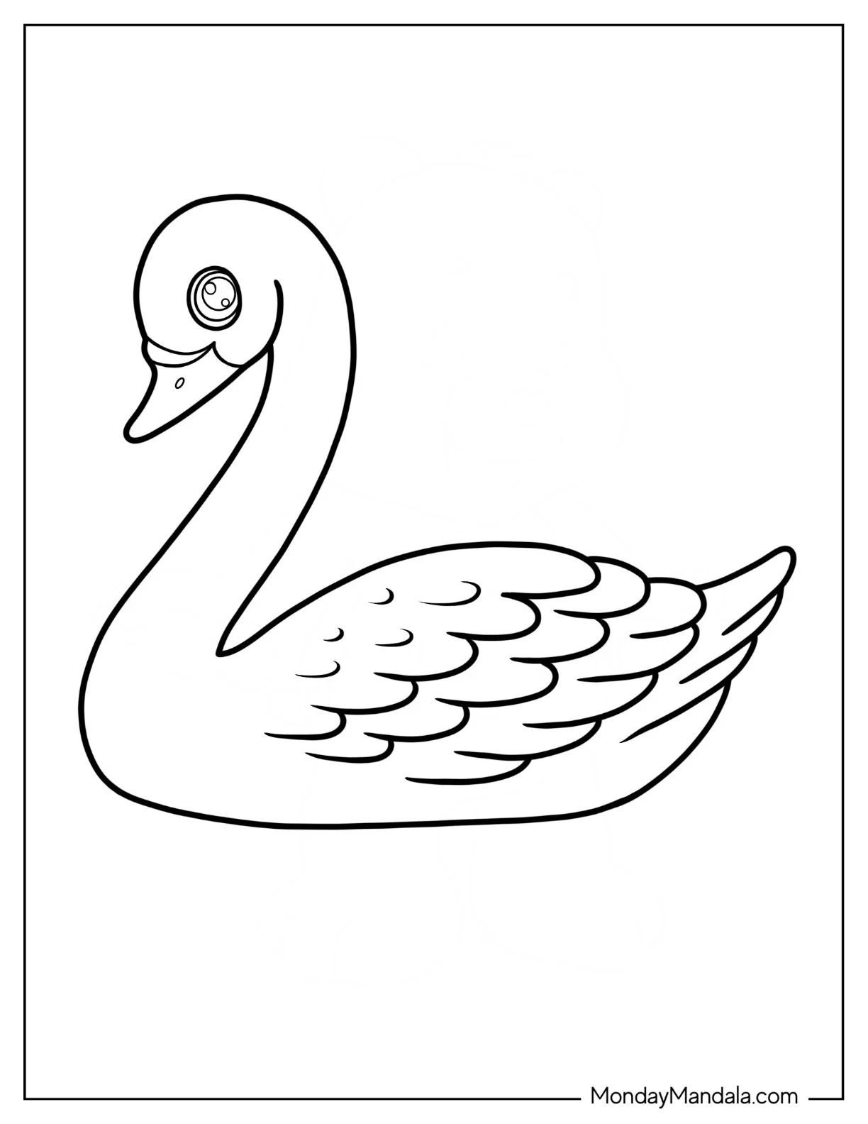Swan Coloring Page With Big Round Eyes coloring page