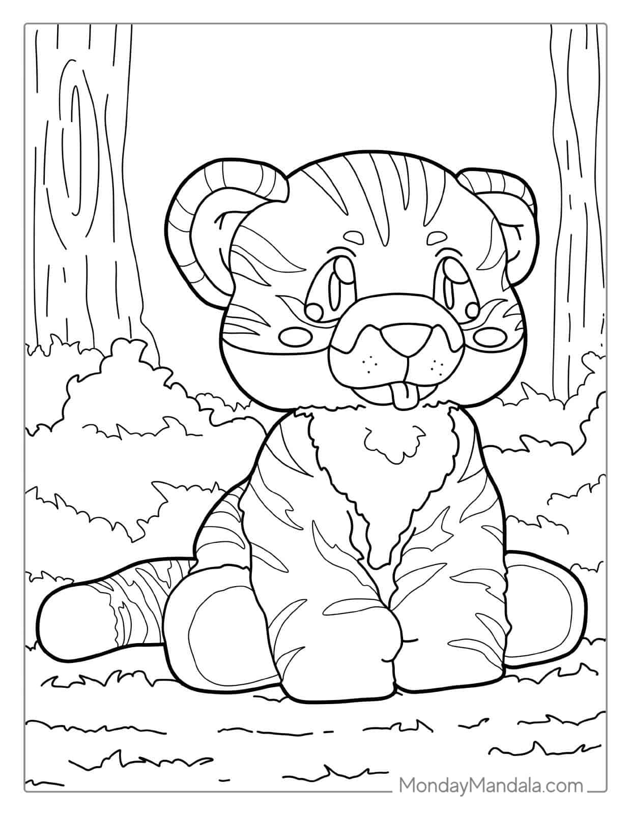 Cute Baby Tiger Coloring For Preschoolers coloring page — printable line art