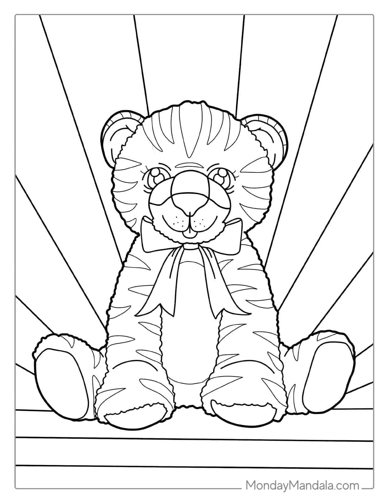 Easy Tiger Outline To Color For Kids coloring page — printable line art
