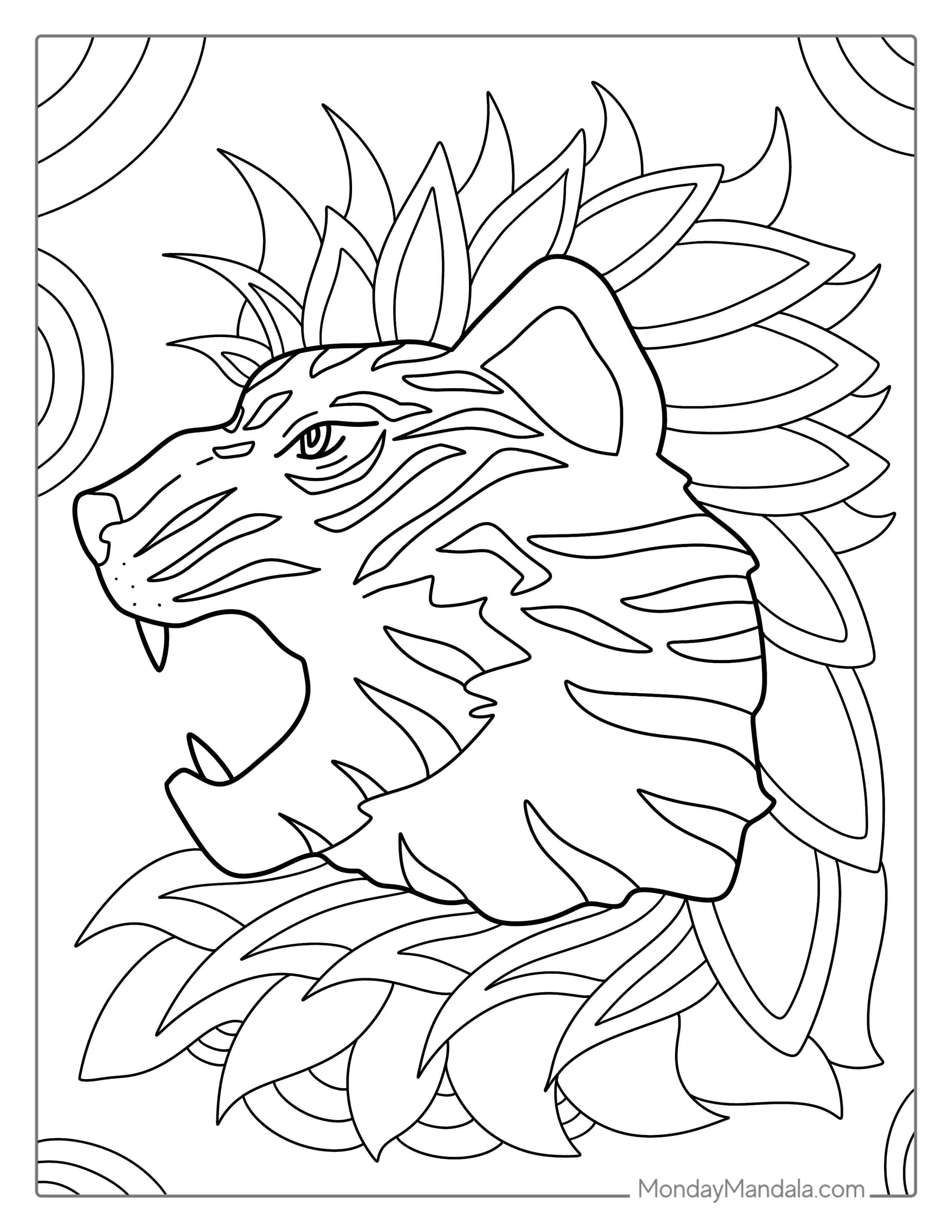 Outline Of Tiger Head Coloring Sheet coloring page — printable line art
