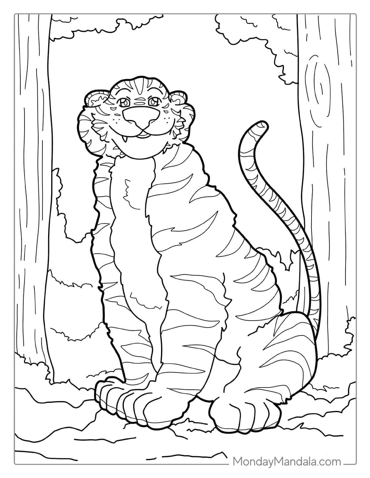 Rajah Tiger From Aladdin Coloring coloring page — printable line art