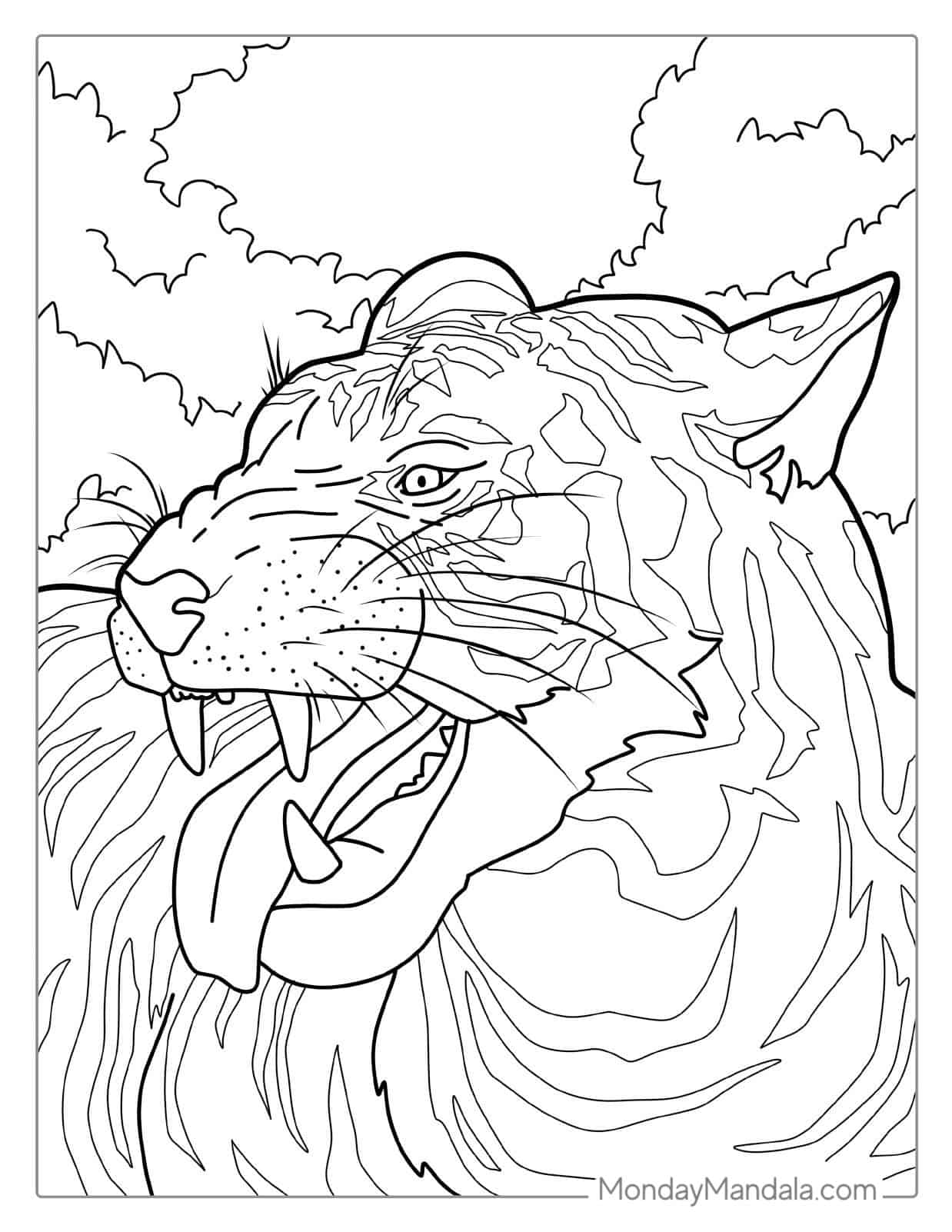 Tiger With Tongue Out To Color coloring page