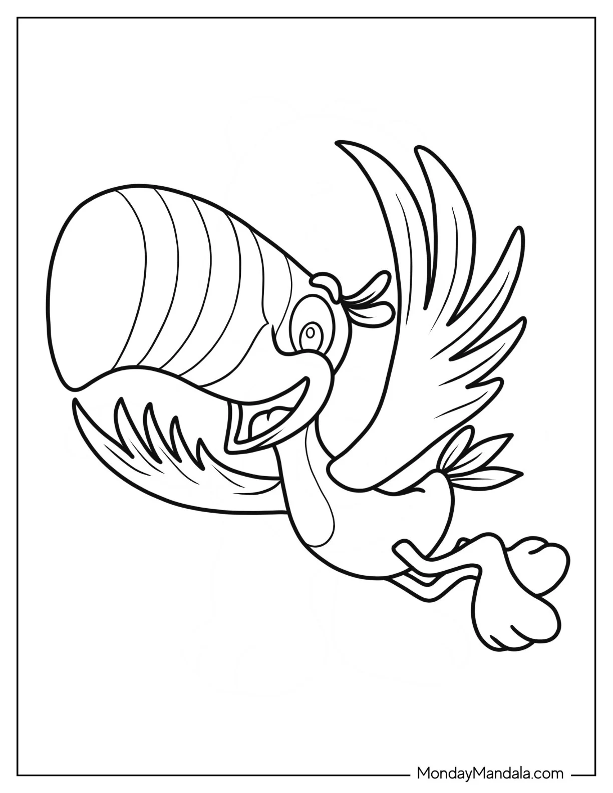 Toucan Coloring Page Sam Flapping Wings coloring page — printable line art