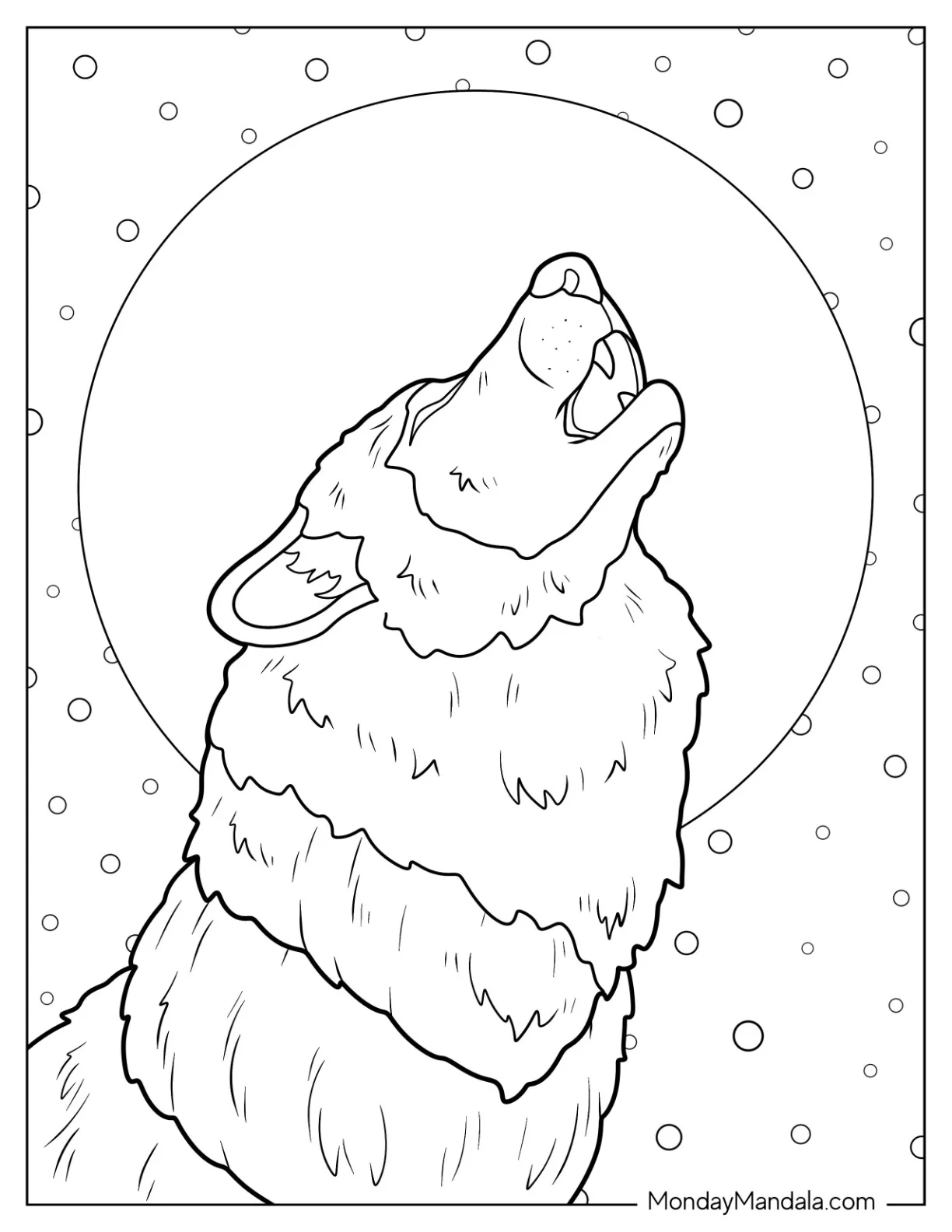 Easy Outline Of Howling Wolf Coloring Page coloring page — printable line art