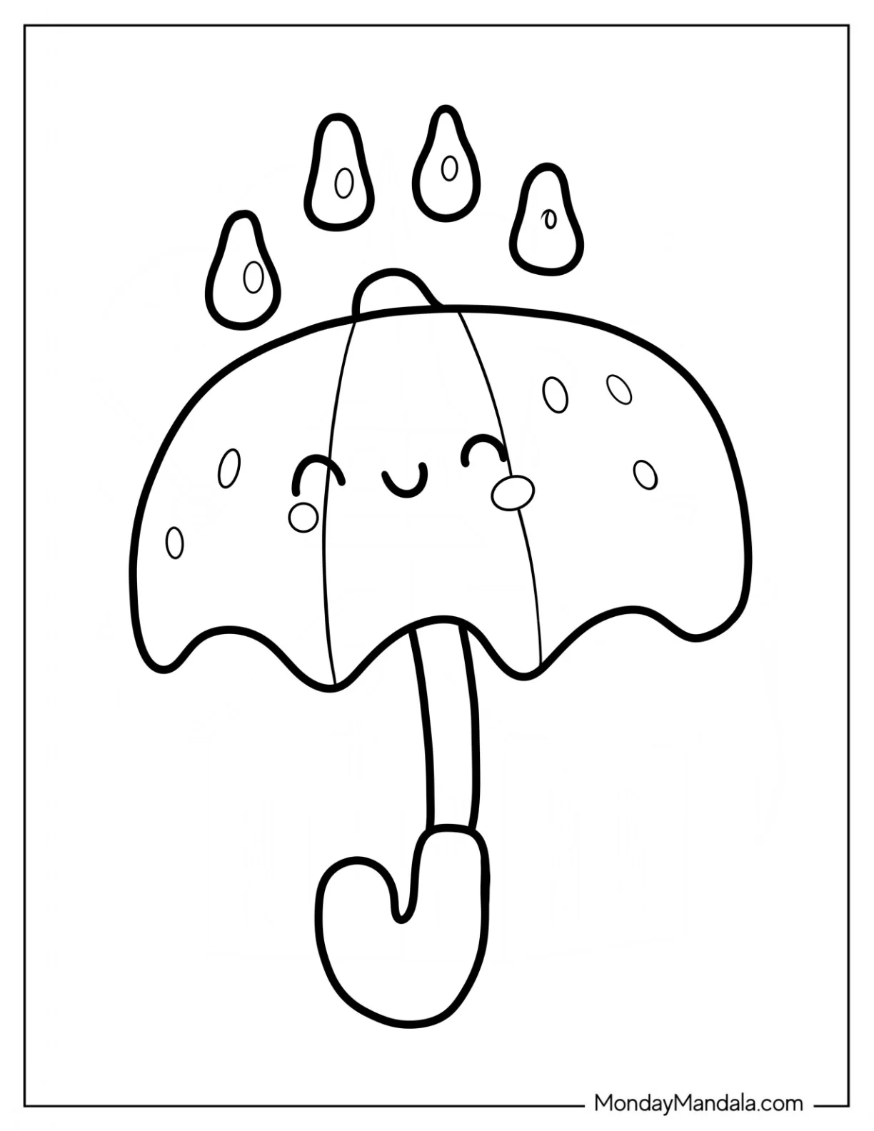 Rain Coloring Page Falling On Umbrella coloring page
