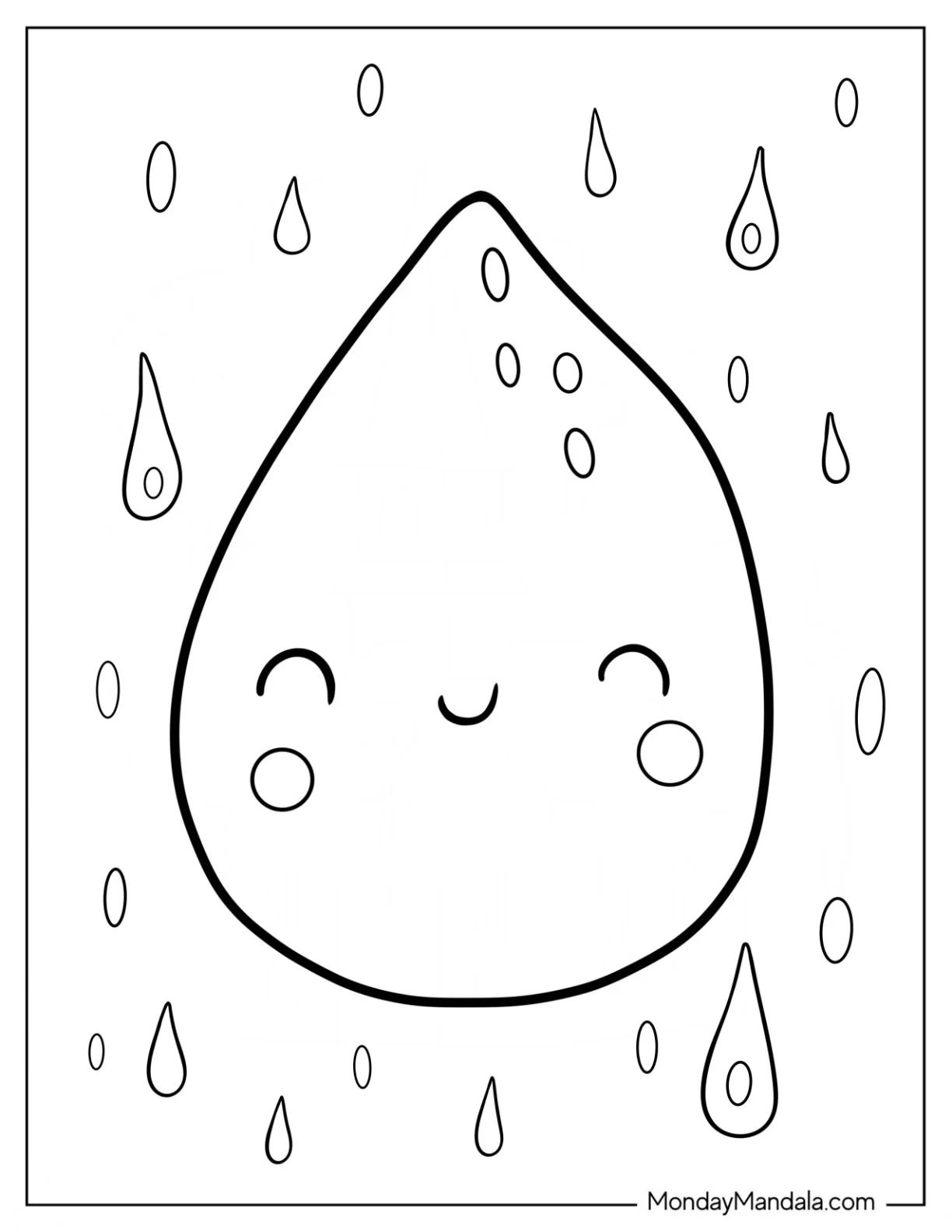 Rain Coloring Page Of Big Fat Raindrop For Kids coloring page