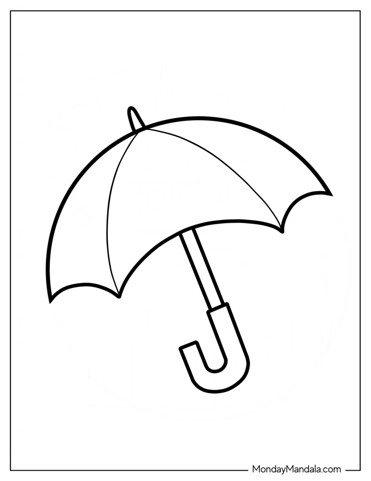 Rain Coloring Page Of Simple Umbrella Outline coloring page — printable line art