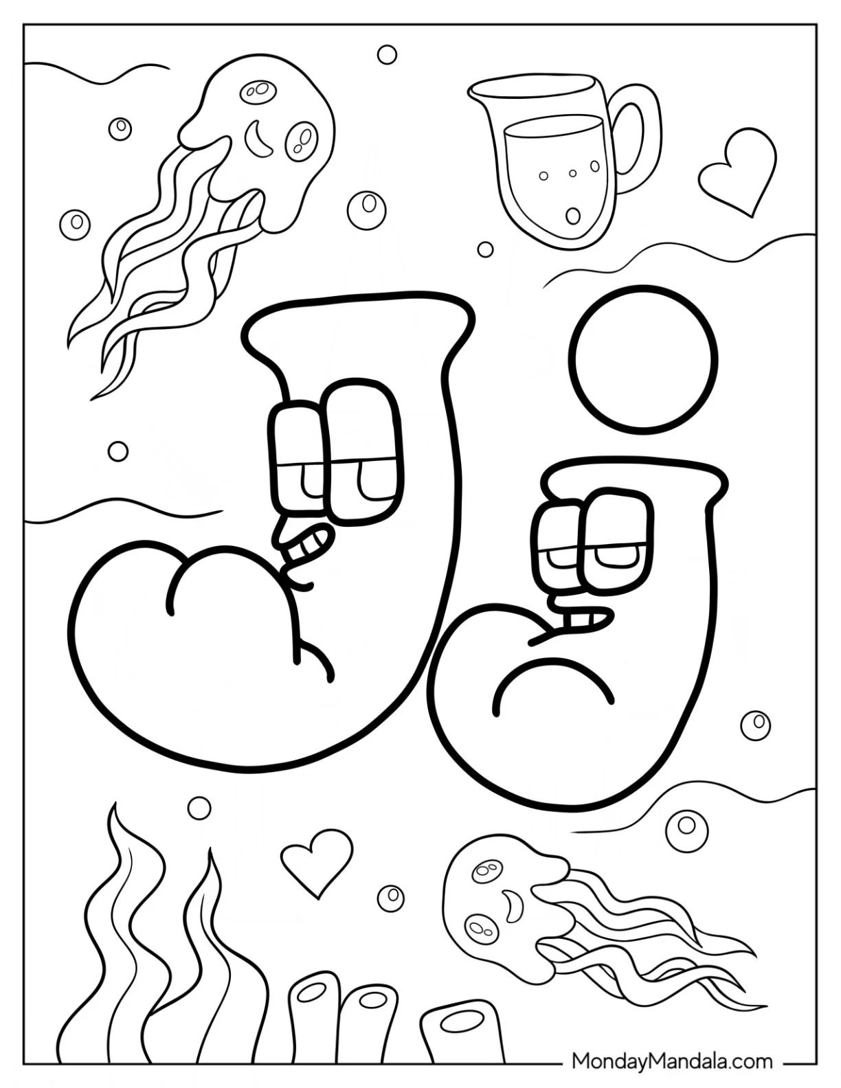 Alphabet Lore Coloring Page Letter J For Jellyfish coloring page