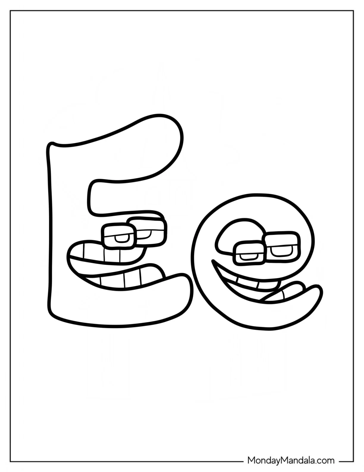 Easy Alphabet Lore Coloring Page Letter E Outline coloring page