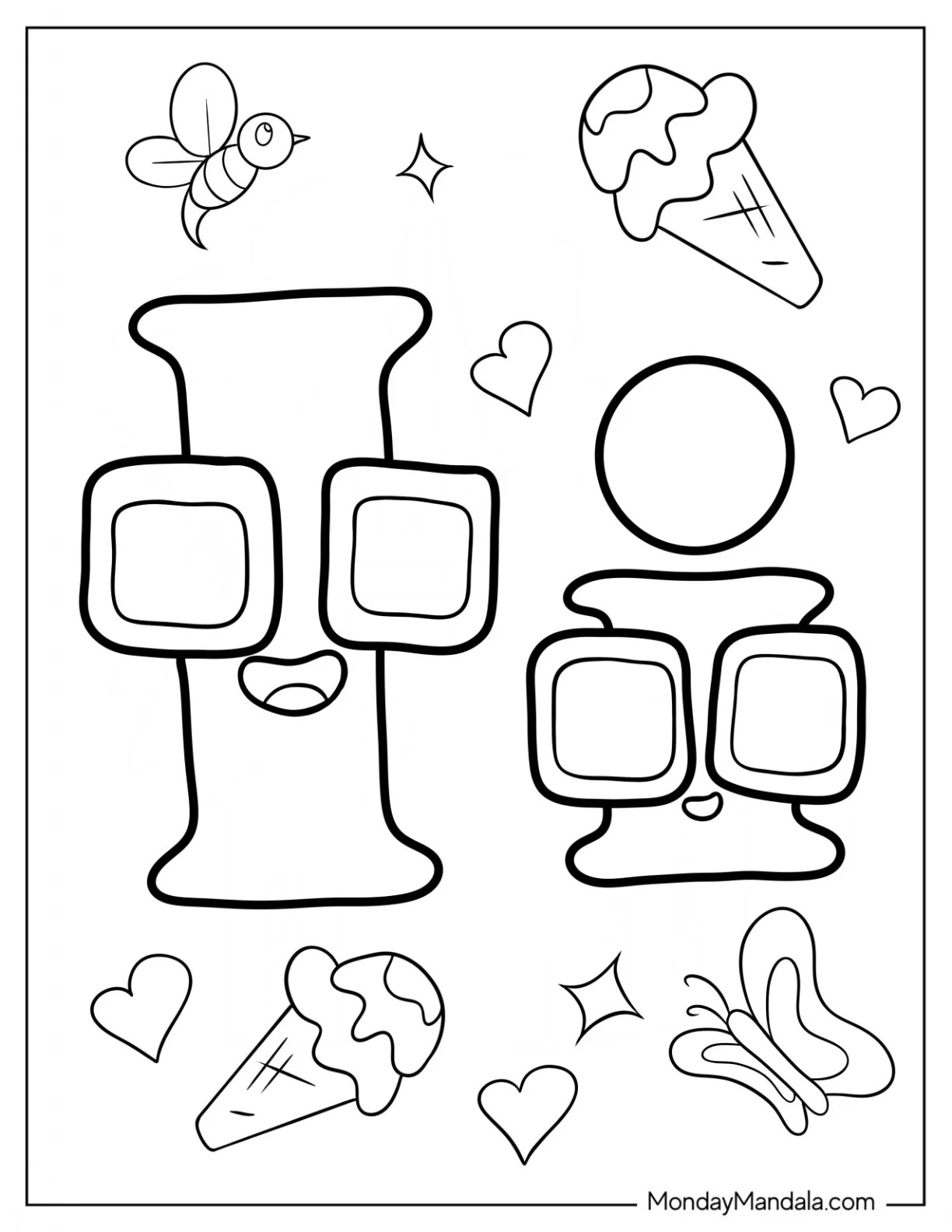 Kawaii Alphabet Alphabet Lore Coloring Page I For Preschoolers coloring page