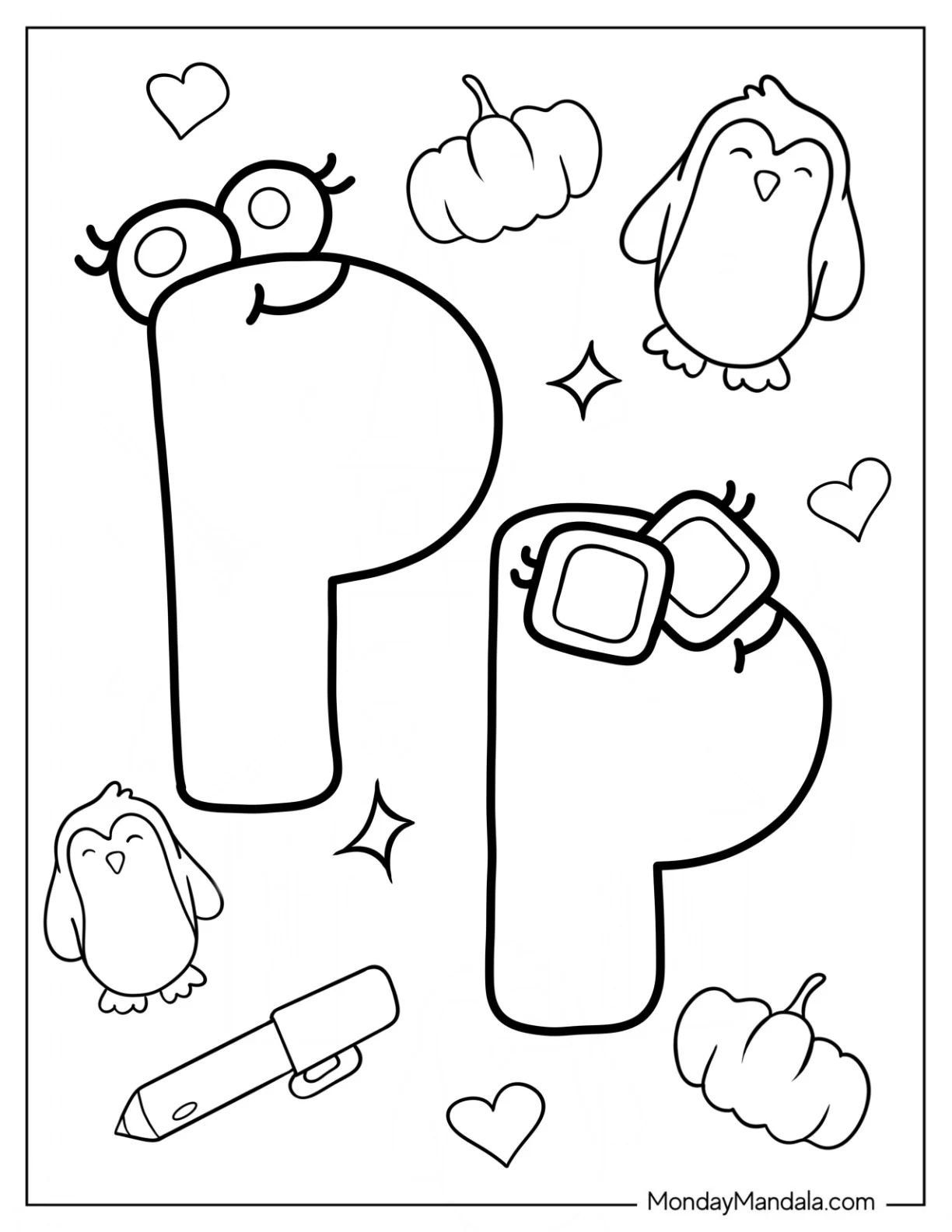 Simple Alphabet Lore Coloring Page Letter P coloring page