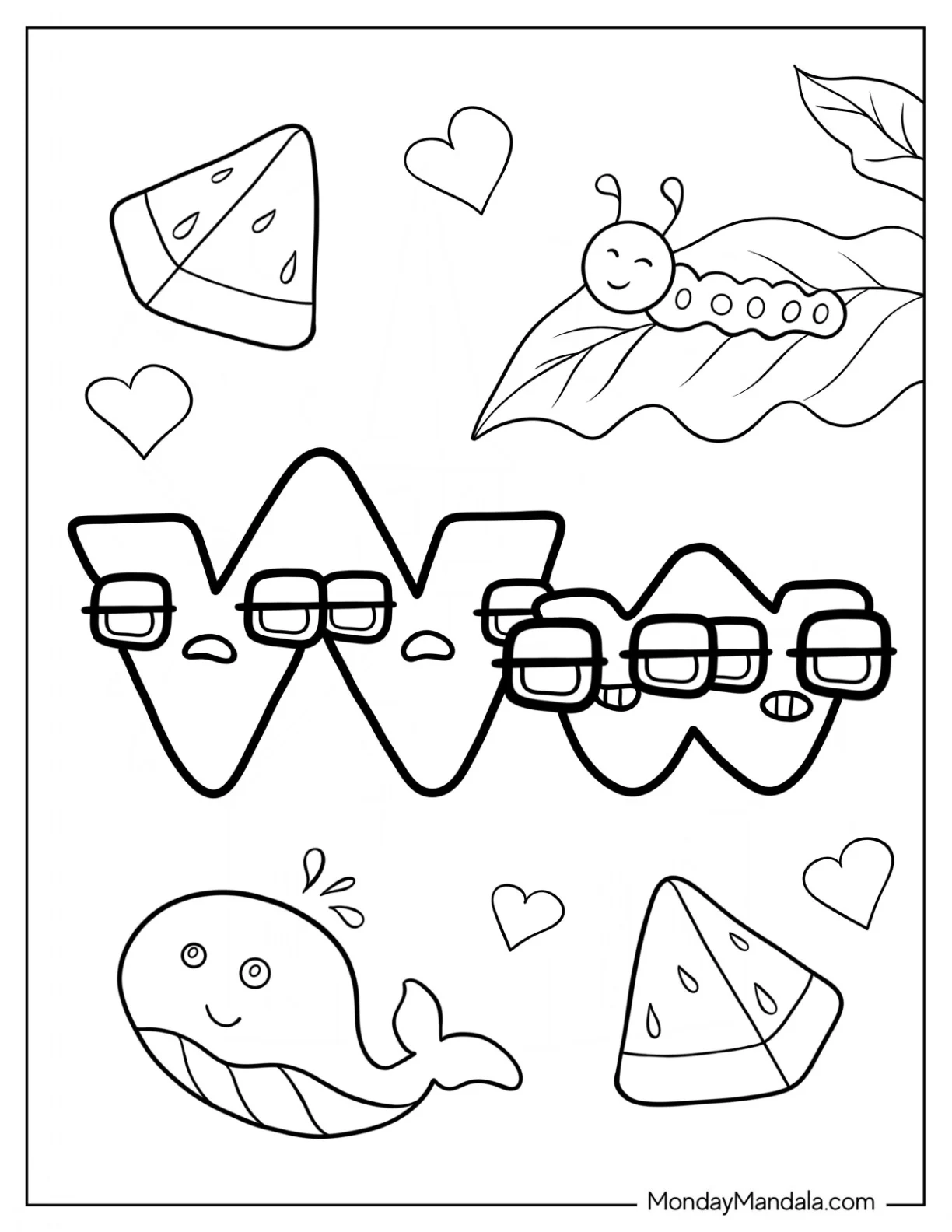 Sleepy Alphabet Lore Coloring Page Letter W coloring page
