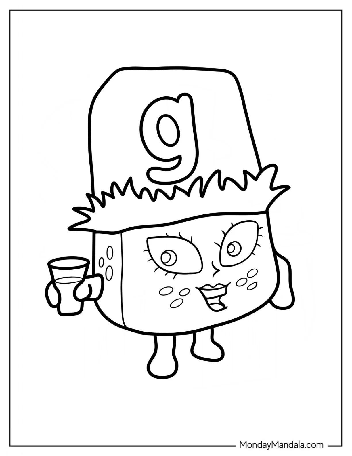 Alphablock Coloring Page G Holding Glass Of Water coloring page