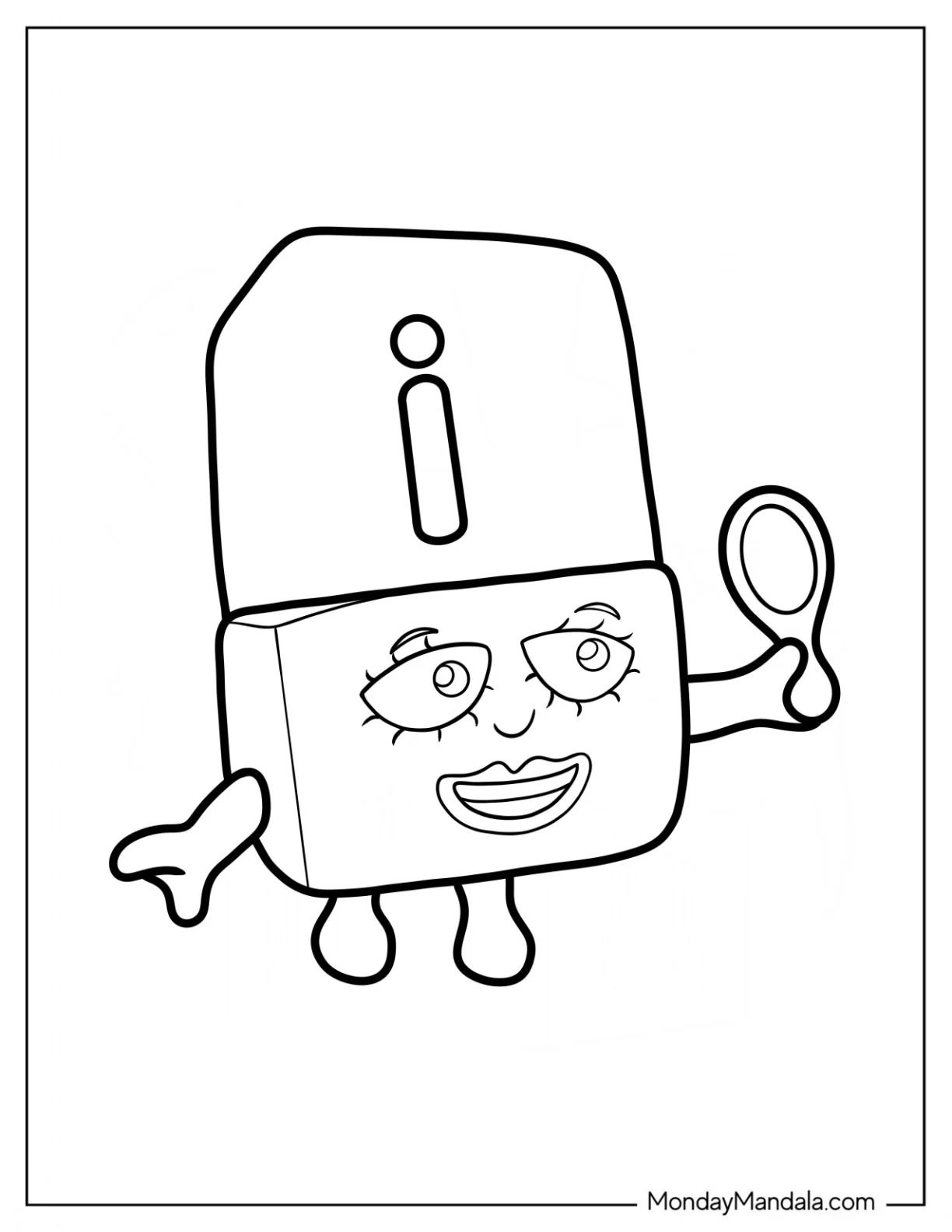 Alphablock Coloring Page I Outline For Kids coloring page