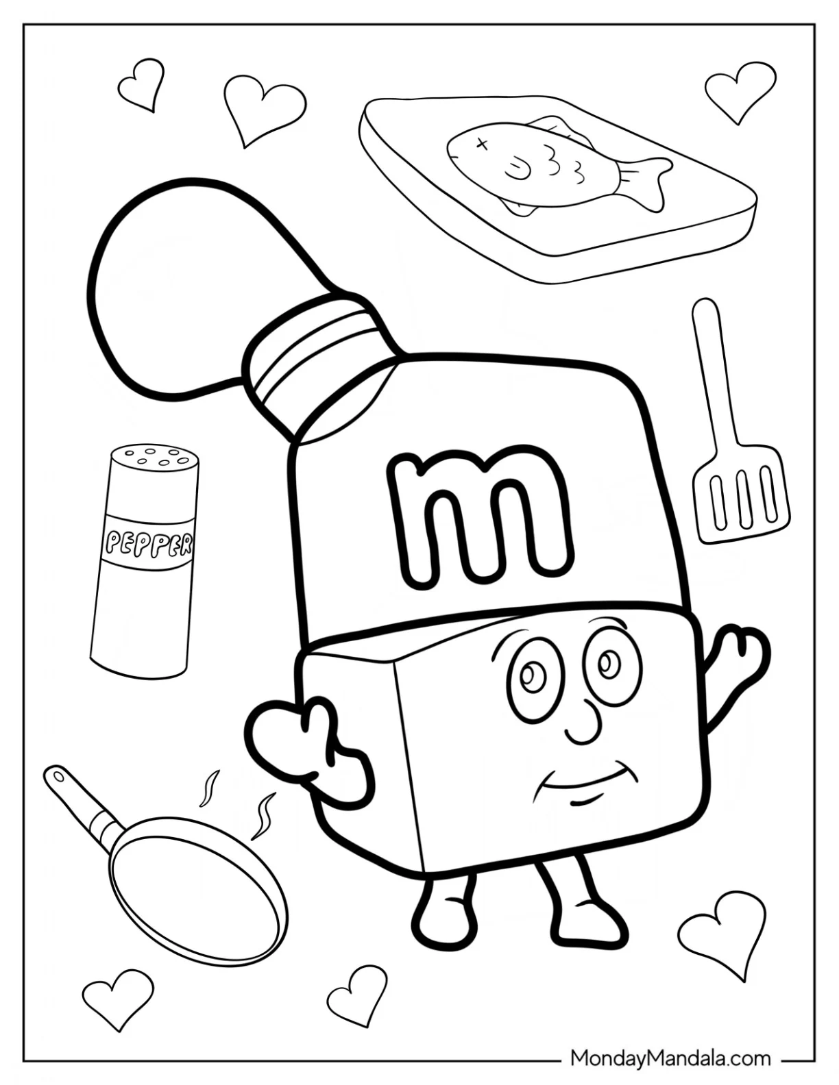 Chef Alphablock Coloring Page M coloring page
