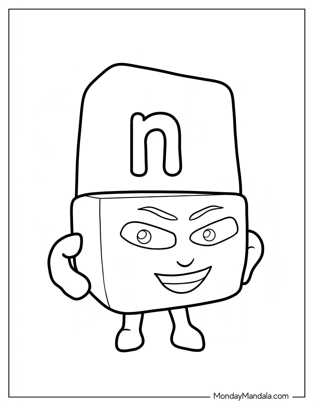 Easy Alphablock Coloring Page N For Preschoolers coloring page — printable line art
