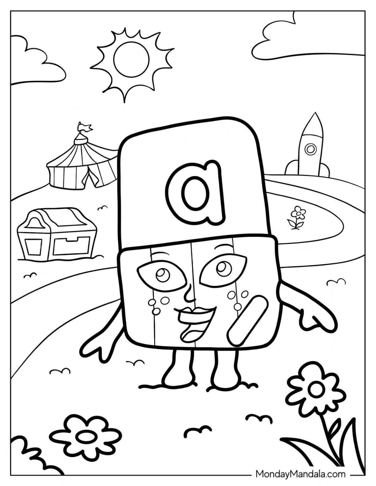 Fun Alphablock Coloring Page A For Kids coloring page